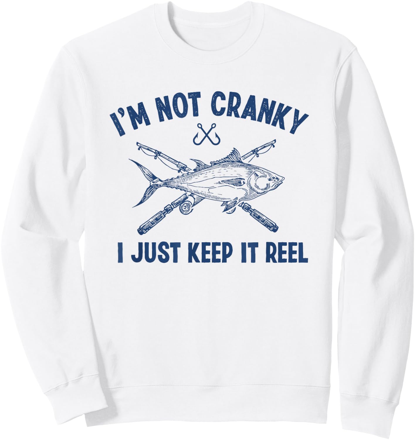 Fishtastic Funny Cranky Fishing Fisherman , Small, Grey Sweatshirt - Sweatshirt | White
