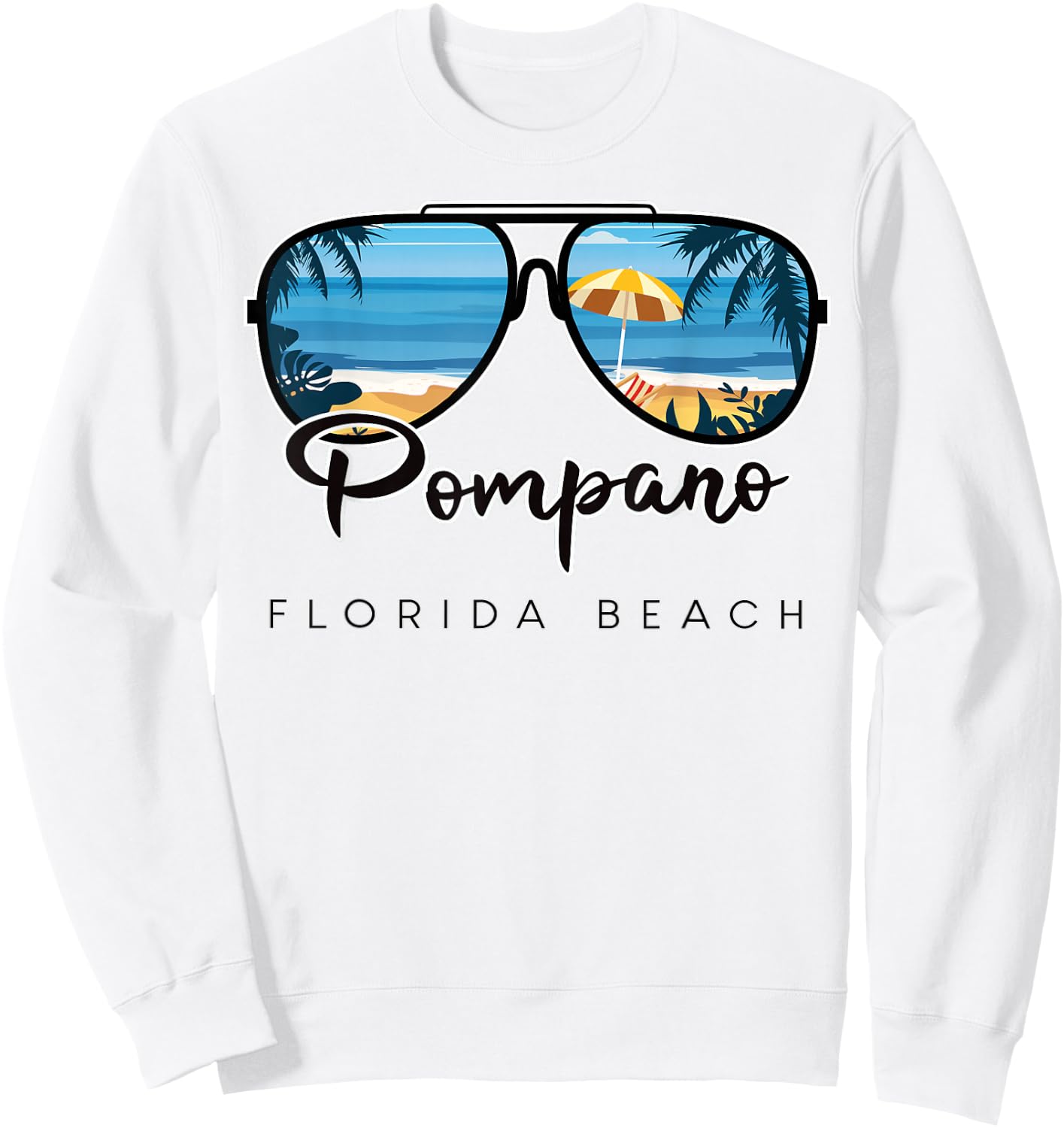 Pompano Beach Florida Palm Tree Sunglasses Souvenir Sweatshirt - Sweatshirt | White