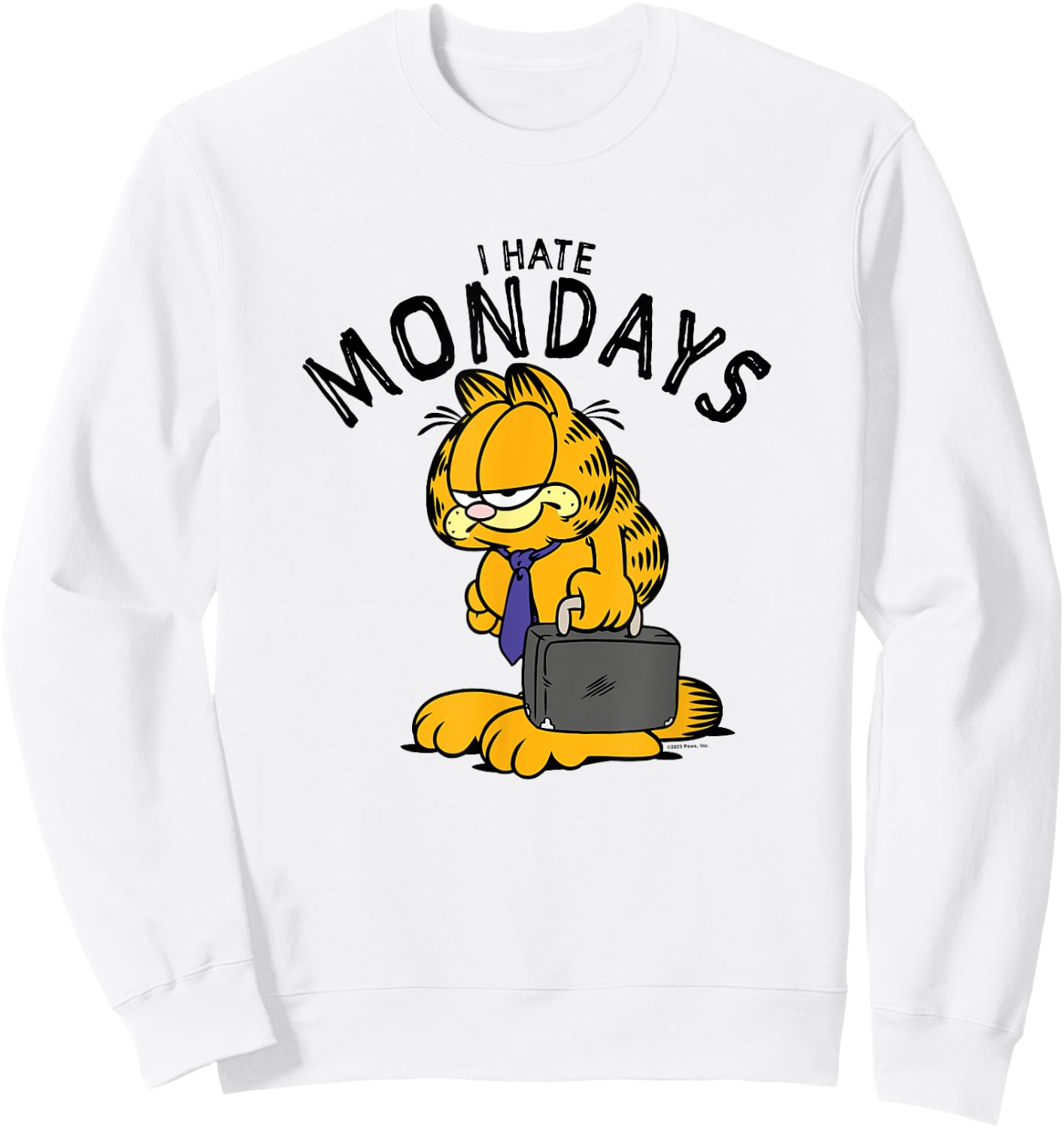 Garfield I Hate Mondays Grumpy Tie & Briefcase Shot Sweatshirt - Sweatshirt | White