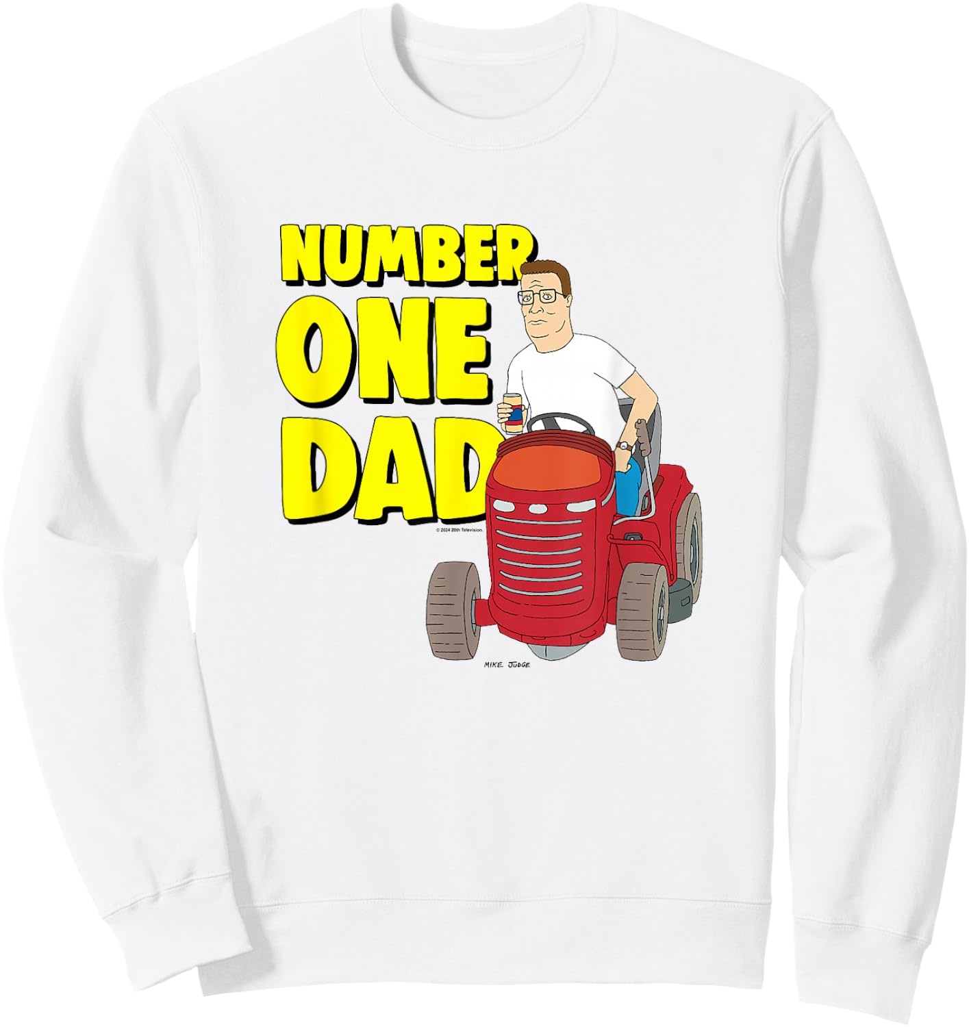 King Of The Hill Father's Day Number One Dad Hank Big Logo Sweatshirt - Sweatshirt | White
