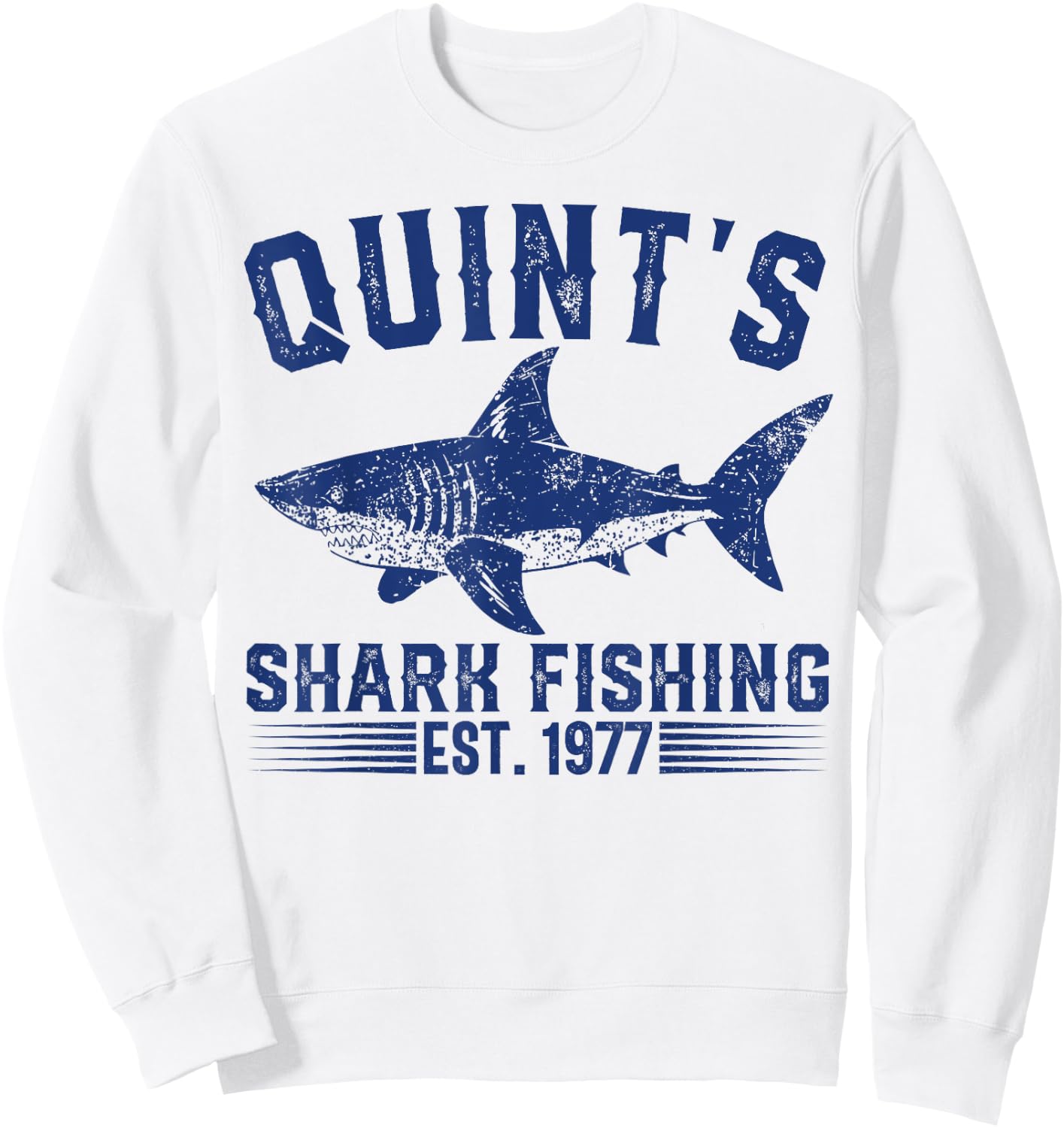 Vintage Quint's Shark Fishing 1977 Retro Fisher Birthday Sweatshirt - Sweatshirt | White
