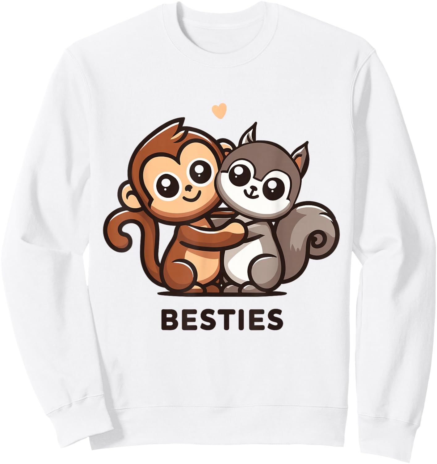 Cute Monkey and Squirrel Besties Friends Best Pal Sweatshirt - Sweatshirt | White