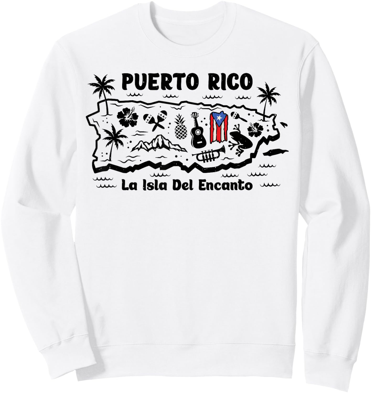 Puerto Rico La Isla del Encanto Puerto Rican Flag Retro Sweatshirt - Sweatshirt | White