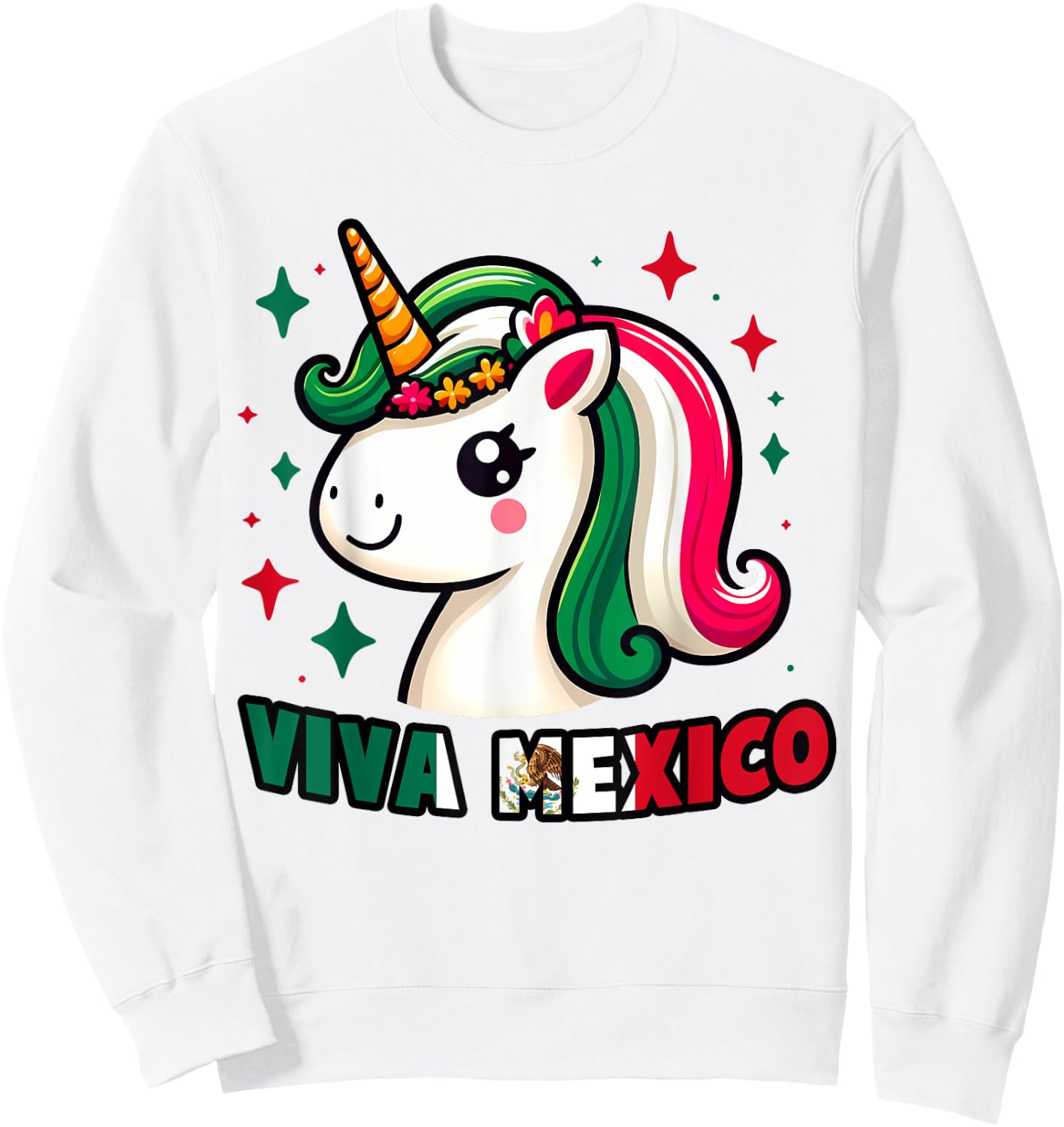 Unicorn Viva Mexico Mexican Independence Day Kids Boys Girls Sweatshirt - Sweatshirt | White