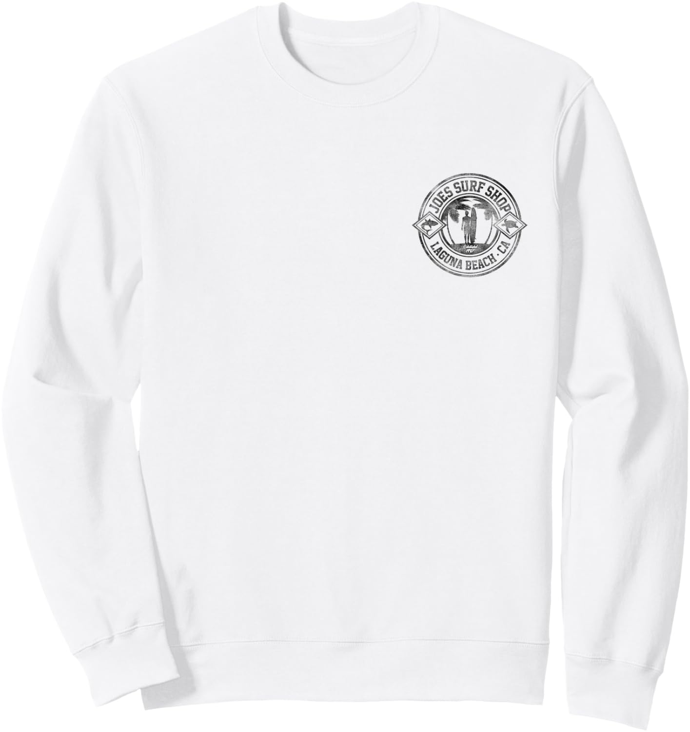 Joe's Surf Vintage Surfer on the Beach Graphic Men Women Kids Sweatshirt - Sweatshirt | White