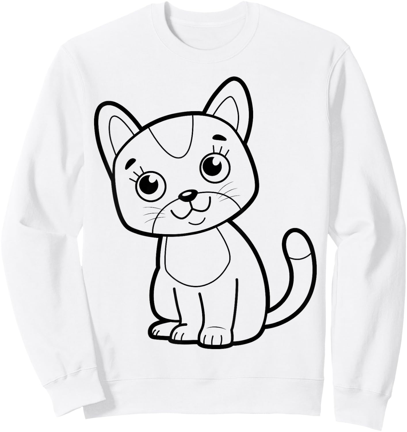 Cute cat to paint and color in for children Sweatshirt - Sweatshirt | White