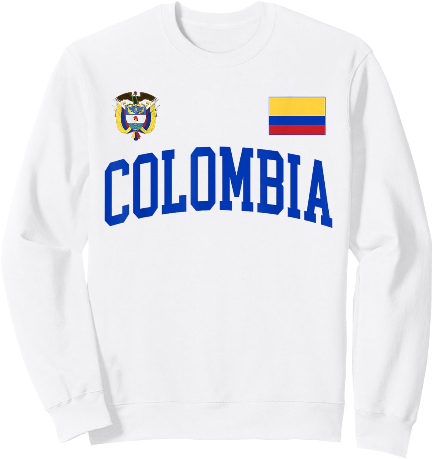 Threadrock Vintage Retro Colombia Flag Colombian Pride , Small, Yellow Sweatshirt - Sweatshirt | White