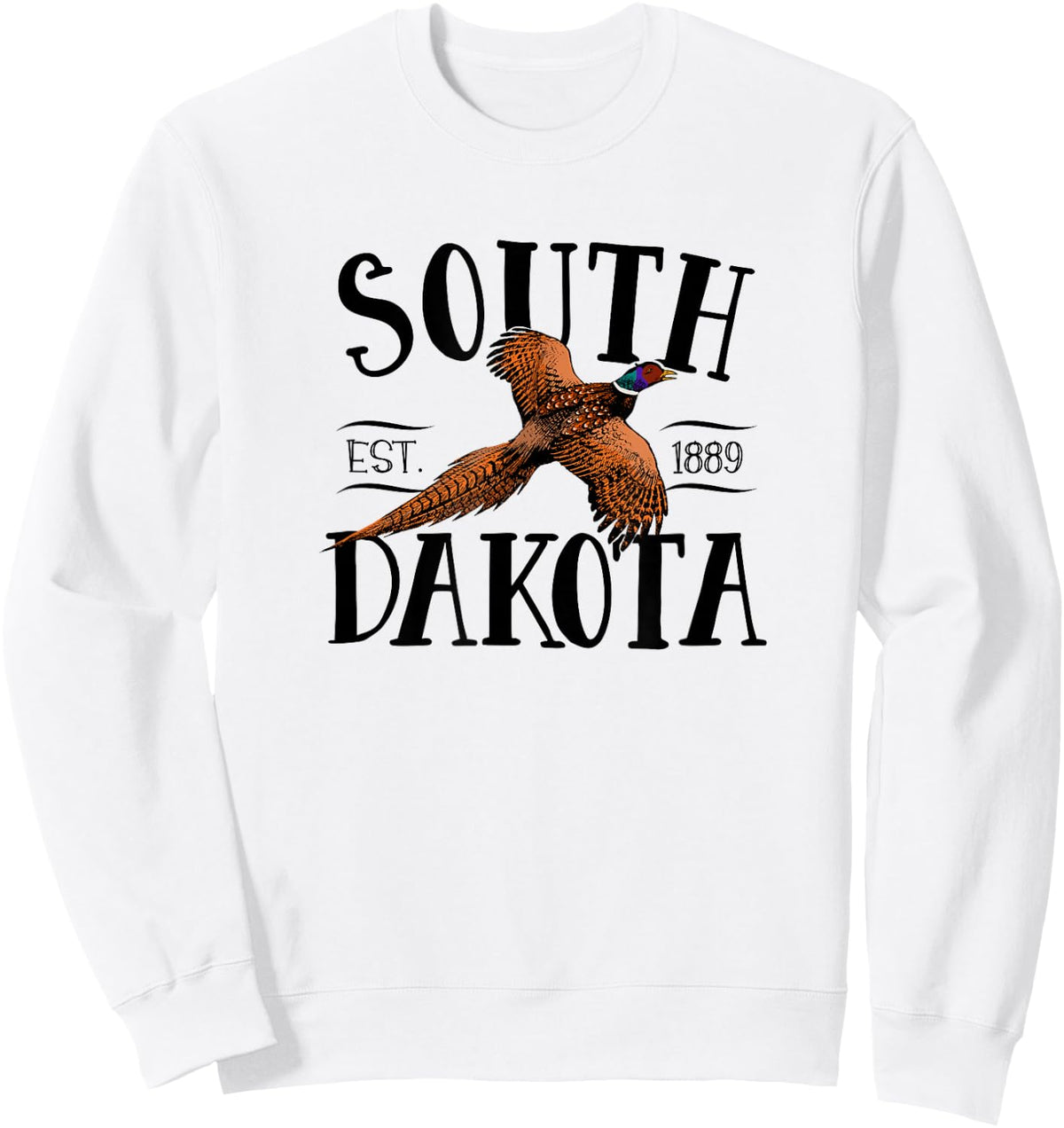 SOUTH DAKOTA Ring Necked Pheasant design Sweatshirt - Sweatshirt | White