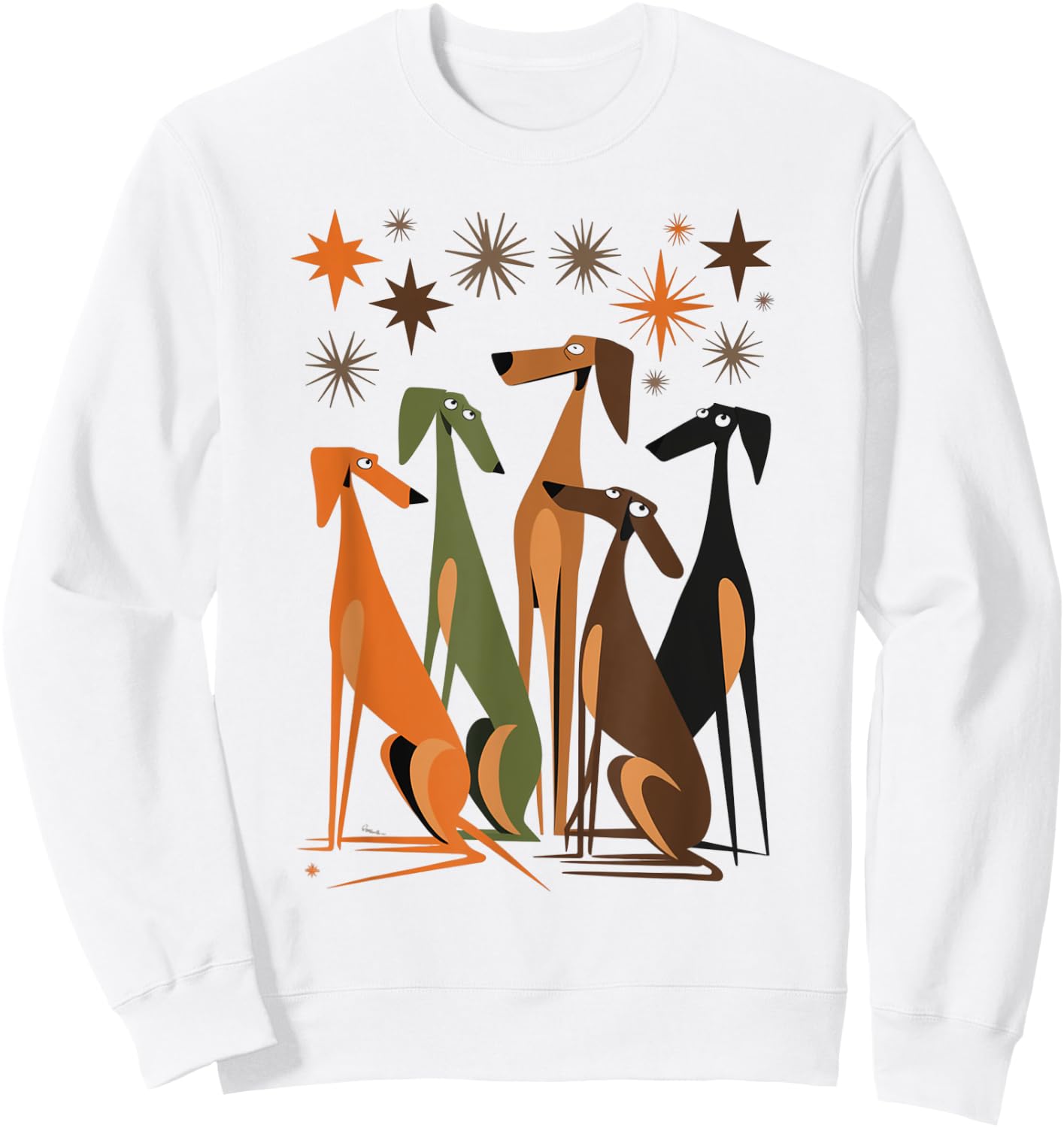 Vintage Retro Mid-Century Long Neck Dogs 50s 60s Style Sweatshirt - Sweatshirt | White