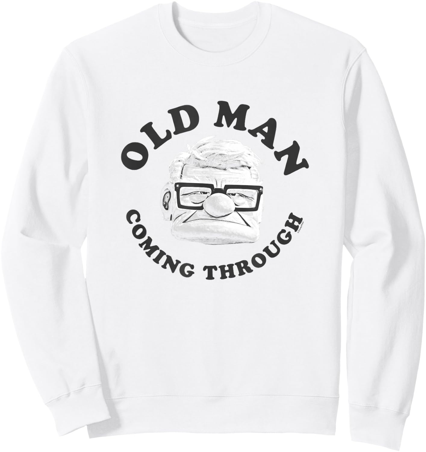 Disney Pixar Up Old Man Coming Through Vintage Carl Face Sweatshirt - Sweatshirt | White