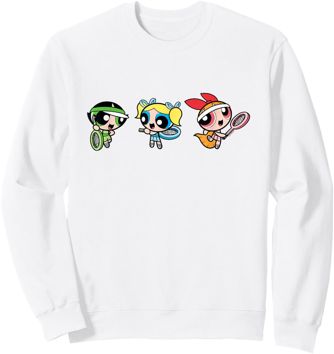 The Powerpuff Girls Ready For A Tennis Match Sweatshirt - Sweatshirt | White