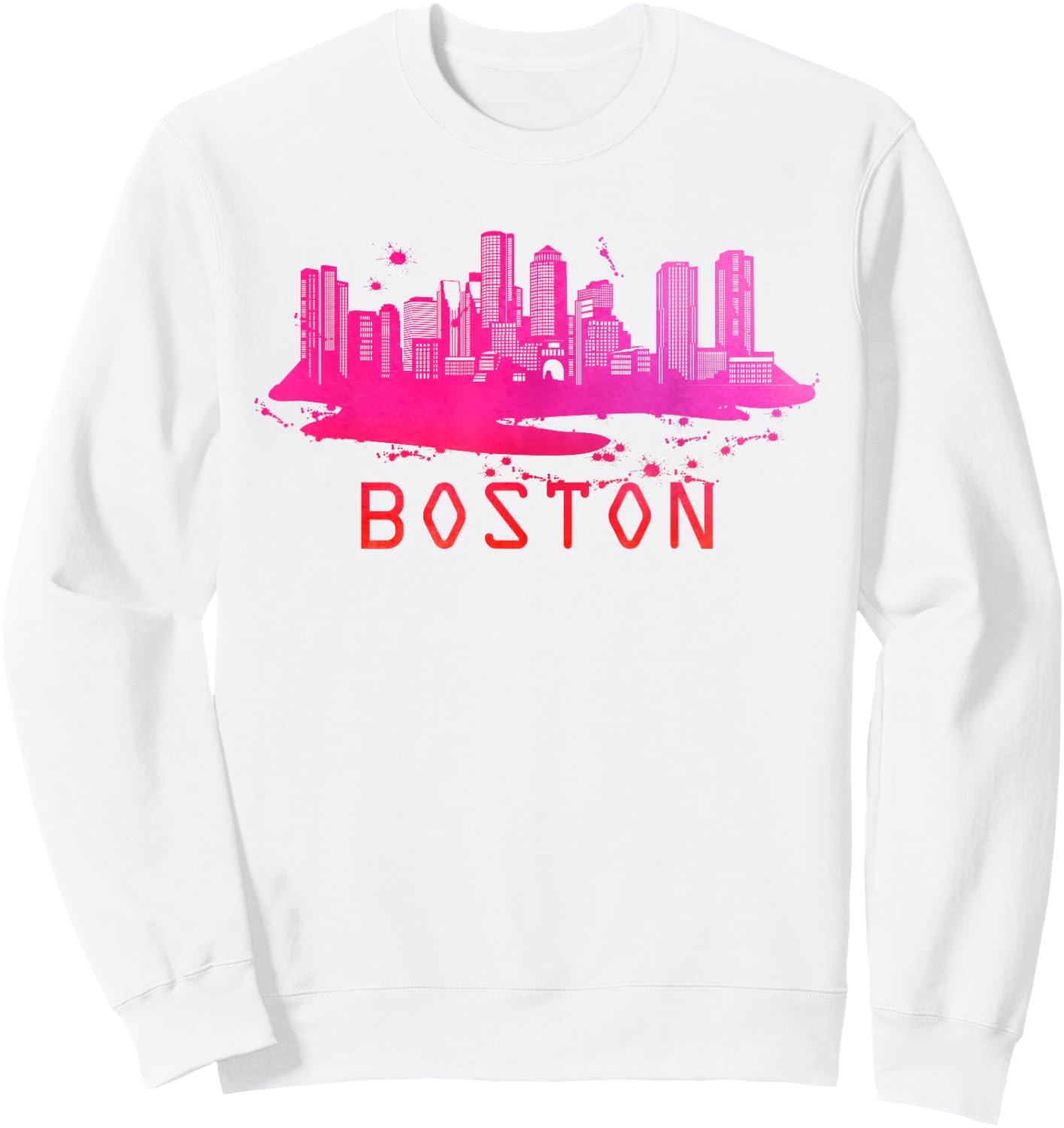 Modern Boston Cityscape - Boston Massachusetts Skyline Sweatshirt - Sweatshirt | White