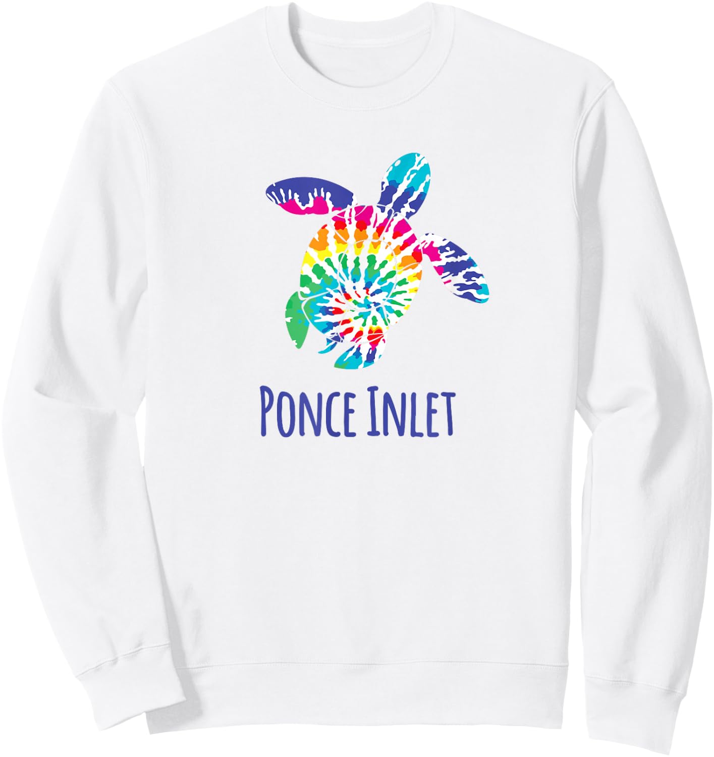 Ponce Inlet Florida Coastal Batik Tie Dye Loggerhead Turtle Sweatshirt - Sweatshirt | White