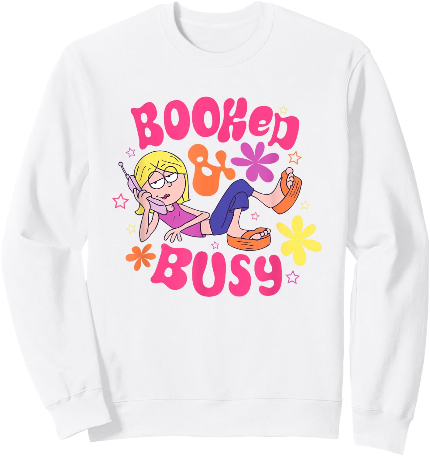 Disney Lizzy McGuire Cool Lizzie Boked & Busy Big Chest Logo Sweatshirt - Sweatshirt | White