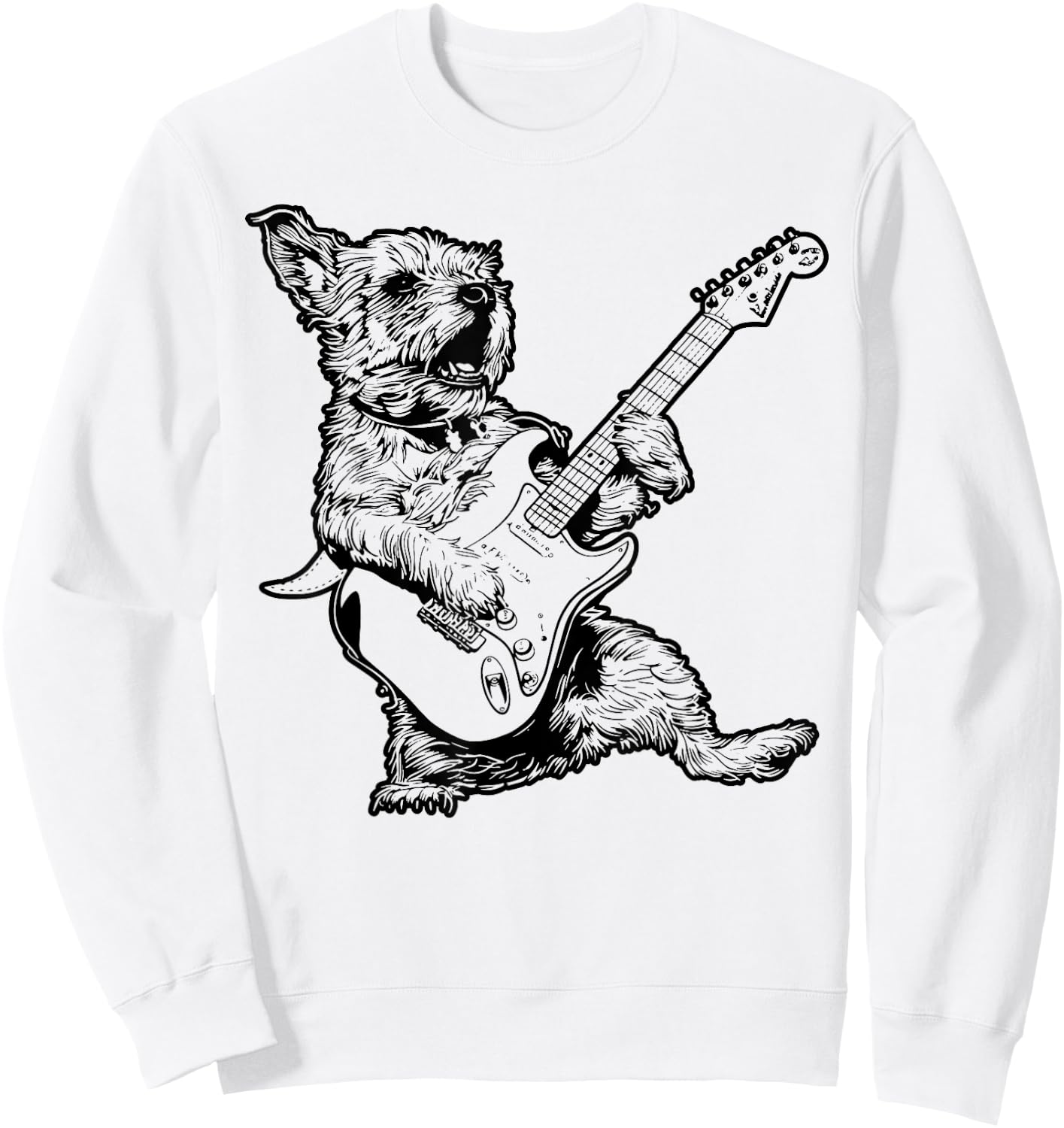 Dog Guitarist Guitar - Border Terrier Dad Mom Sweatshirt - Sweatshirt | White