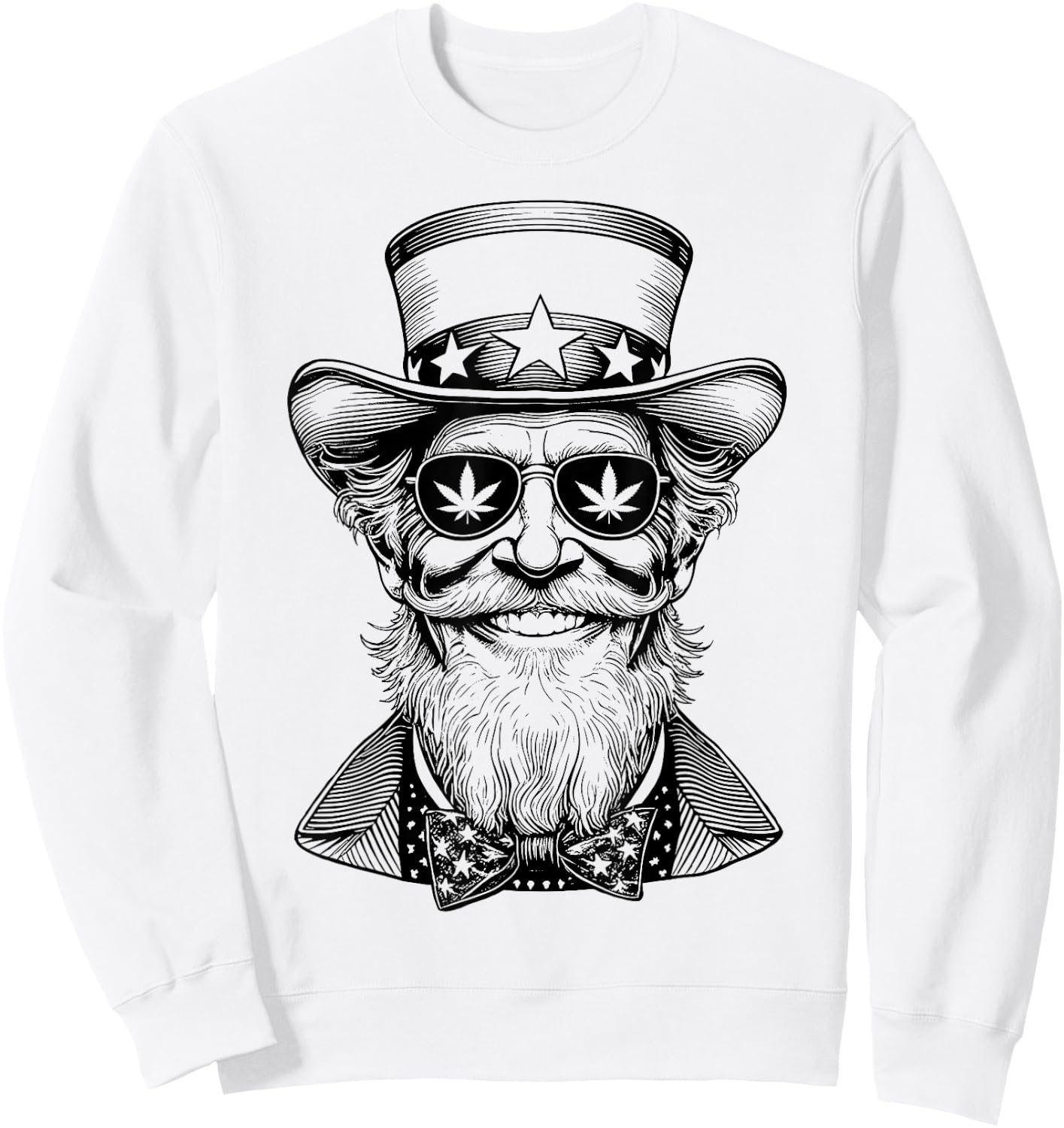 Weed Uncle Sam USA Funny 4th Of July 420 Stoner Marijuana Women Men Sweatshirt - Sweatshirt | White