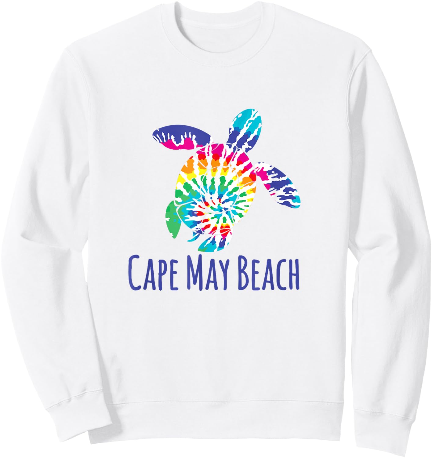 Cape May Beach New Jersey Batik Tie Dye Loggerhead Turtle Sweatshirt - Sweatshirt | White