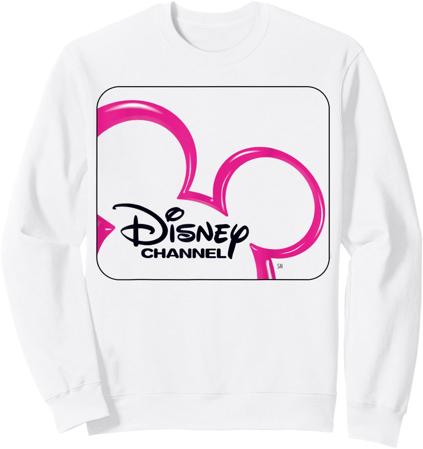 Disney Channel Official Mickey Mouse Pink Retro 2000s Logo Sweatshirt - Sweatshirt | White