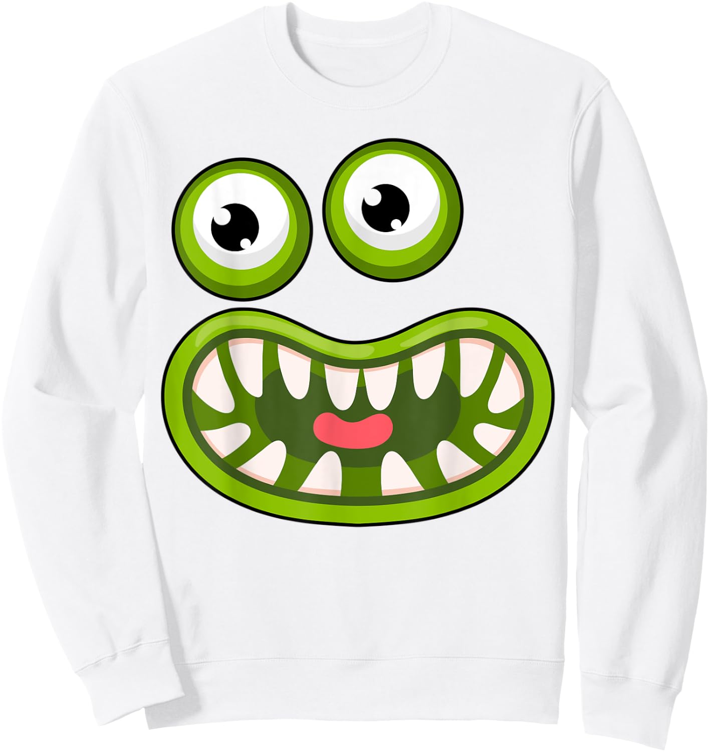 Funny Green Big Mouth Monster Easy Halloween Costume Sweatshirt - Sweatshirt | White