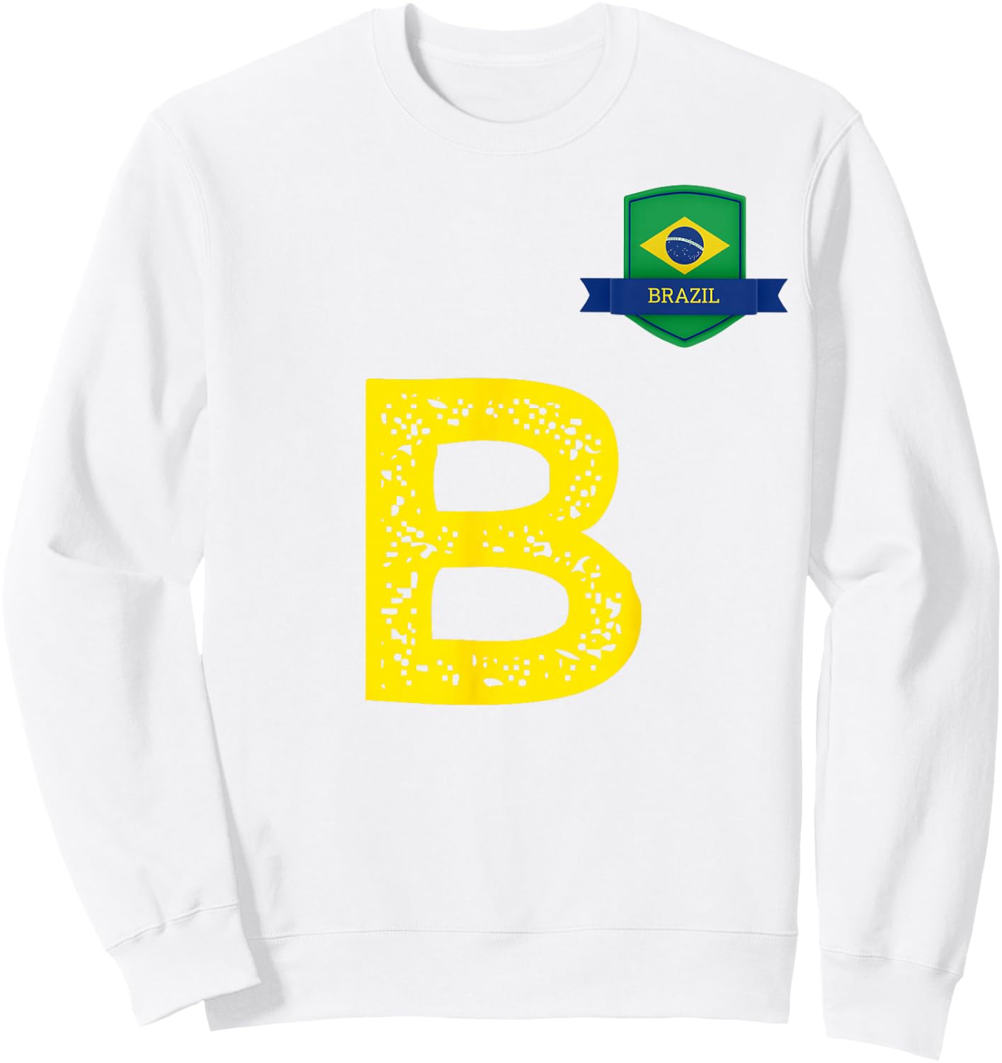 Brazil Human Flag Letter B Brazil Sweatshirt - Sweatshirt | White