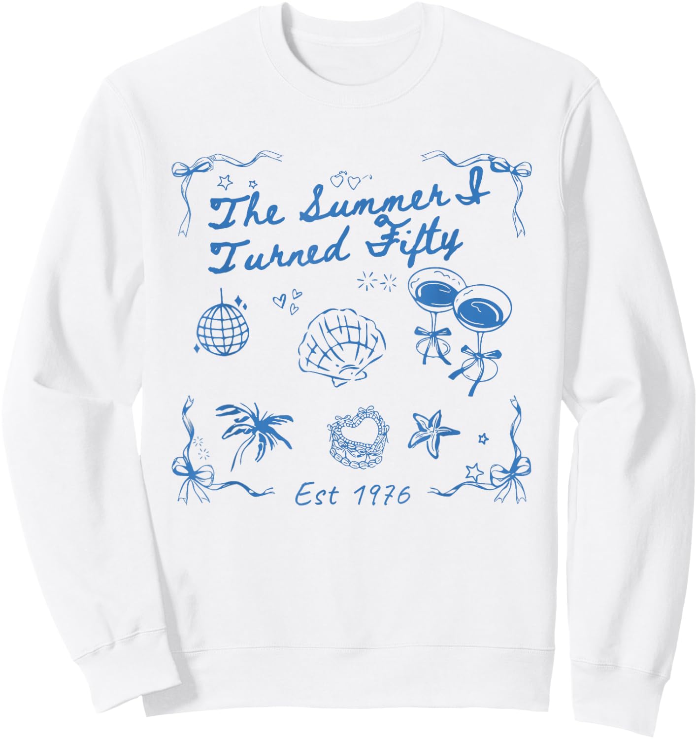 Summer I Turned Fifty 50th Birthday Seashell Coastal Beach Sweatshirt - Sweatshirt | White