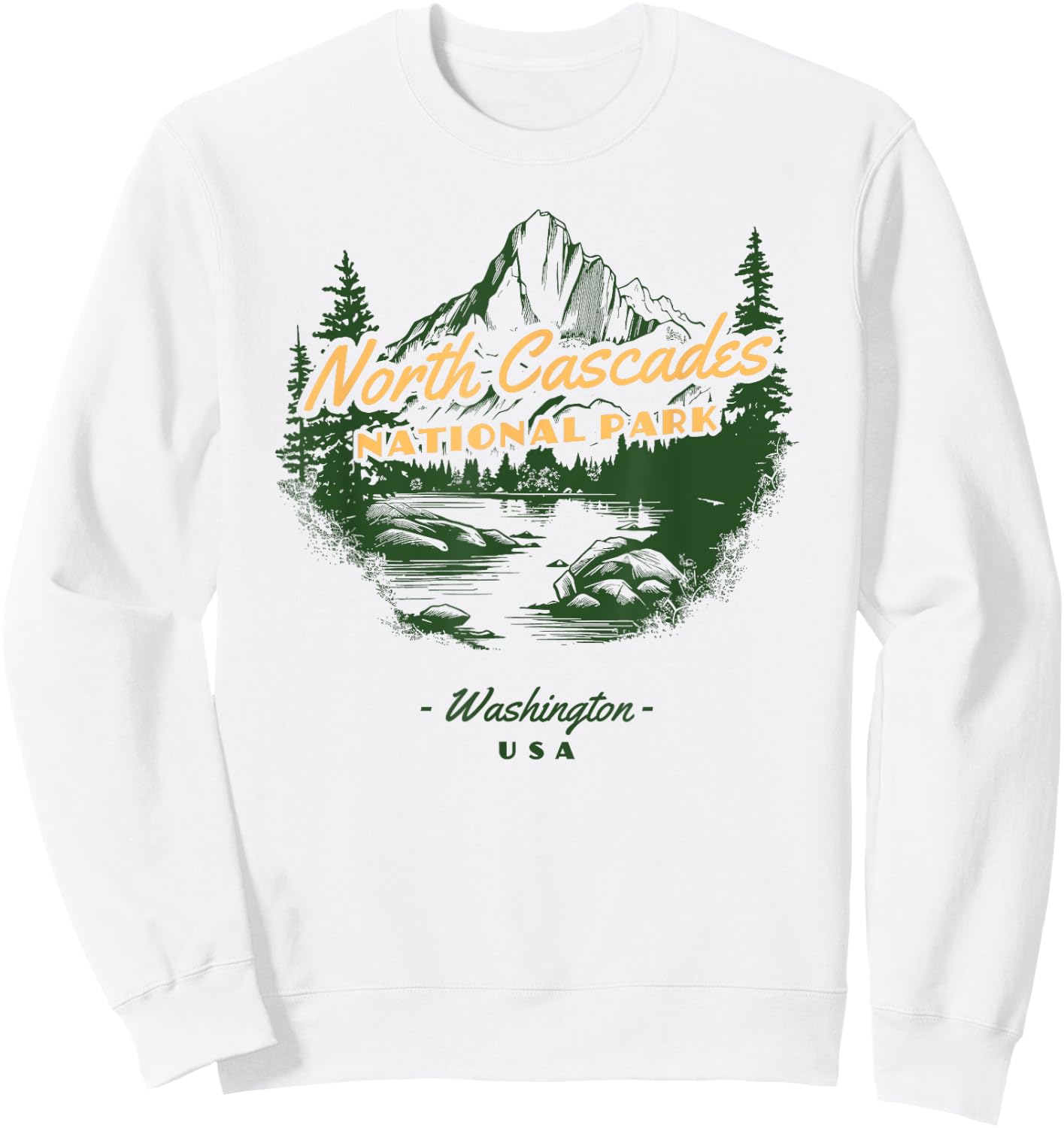 North Cascades National Park Washington Retro Vintage Sweatshirt - Sweatshirt | White