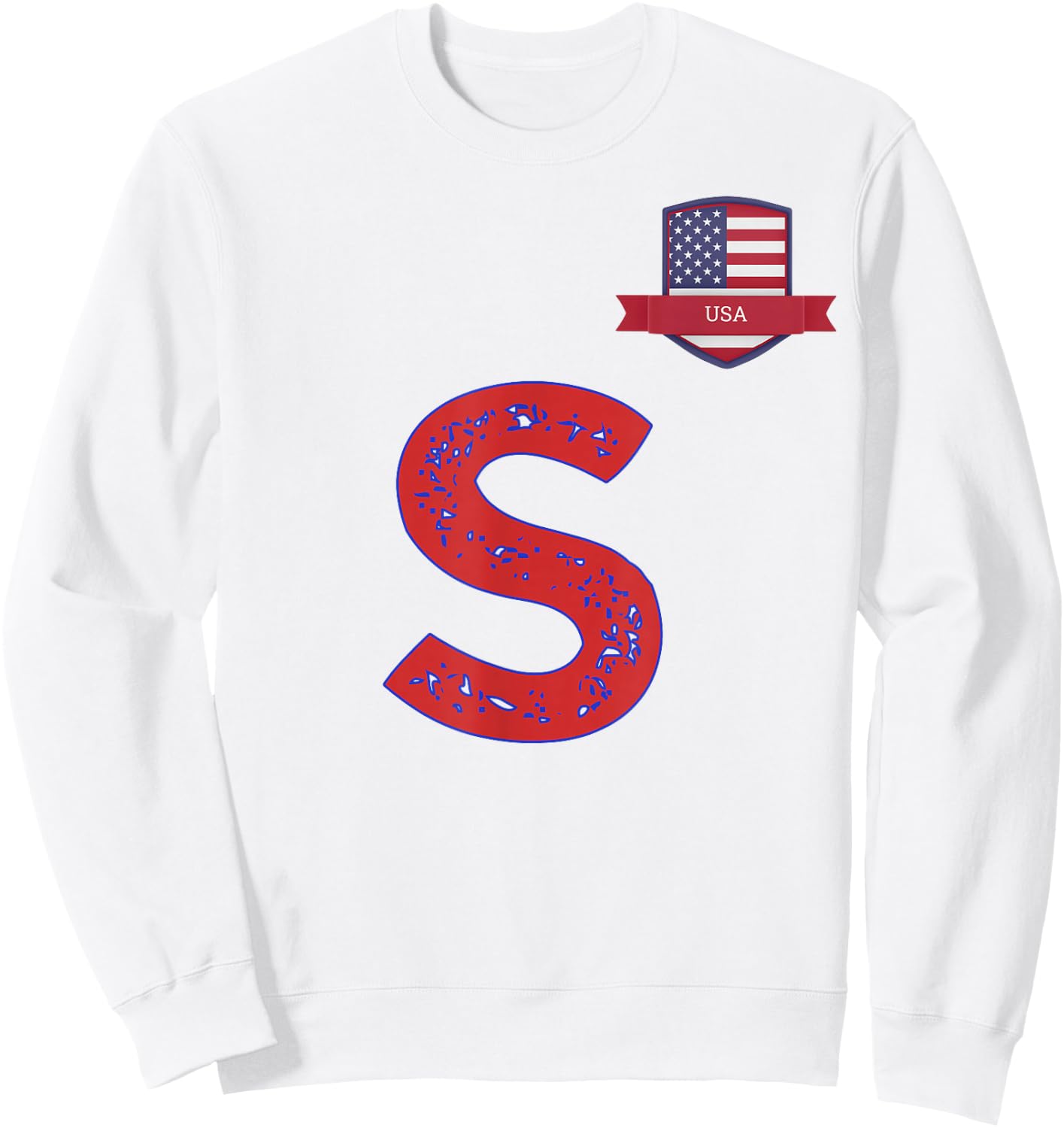 USA Human-Flag Letter S American USA Red Sweatshirt - Sweatshirt | White