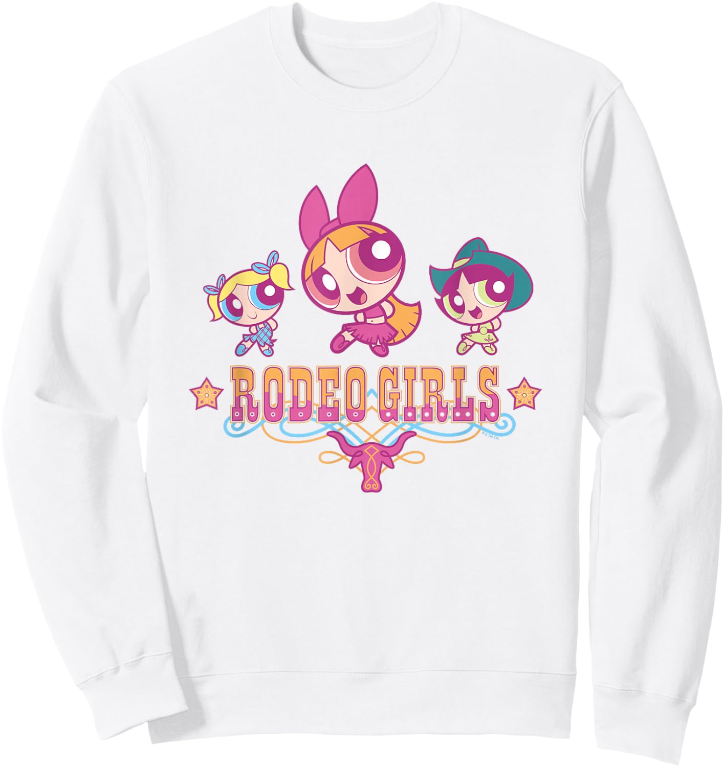 The Powerpuff Girls Rodeo Girls Group Shot Vintage Sweatshirt - Sweatshirt | White