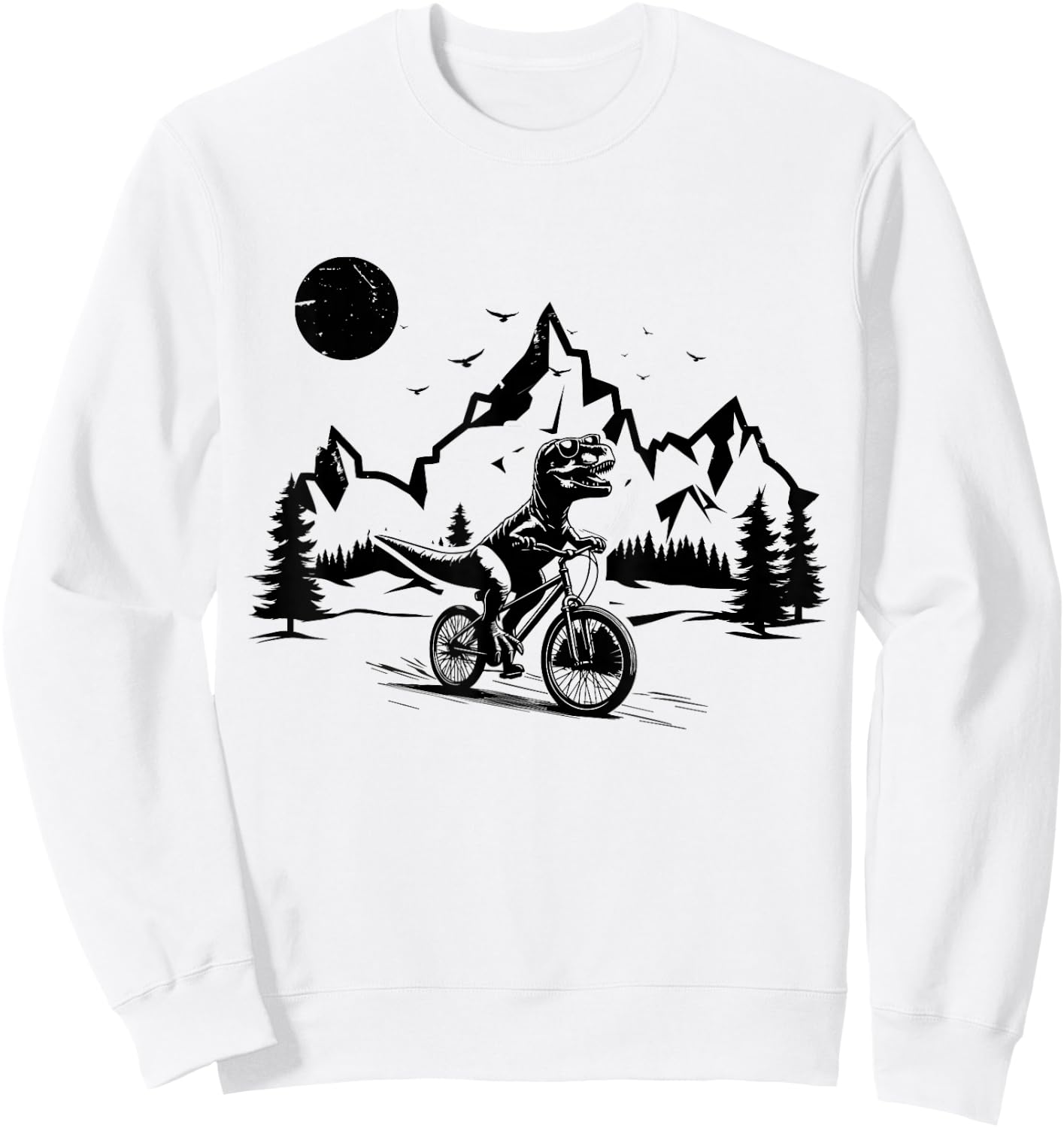 Trex Riding Bicycle Vintage Mountain Biking Dino T-Rex Biker Sweatshirt - Sweatshirt | White