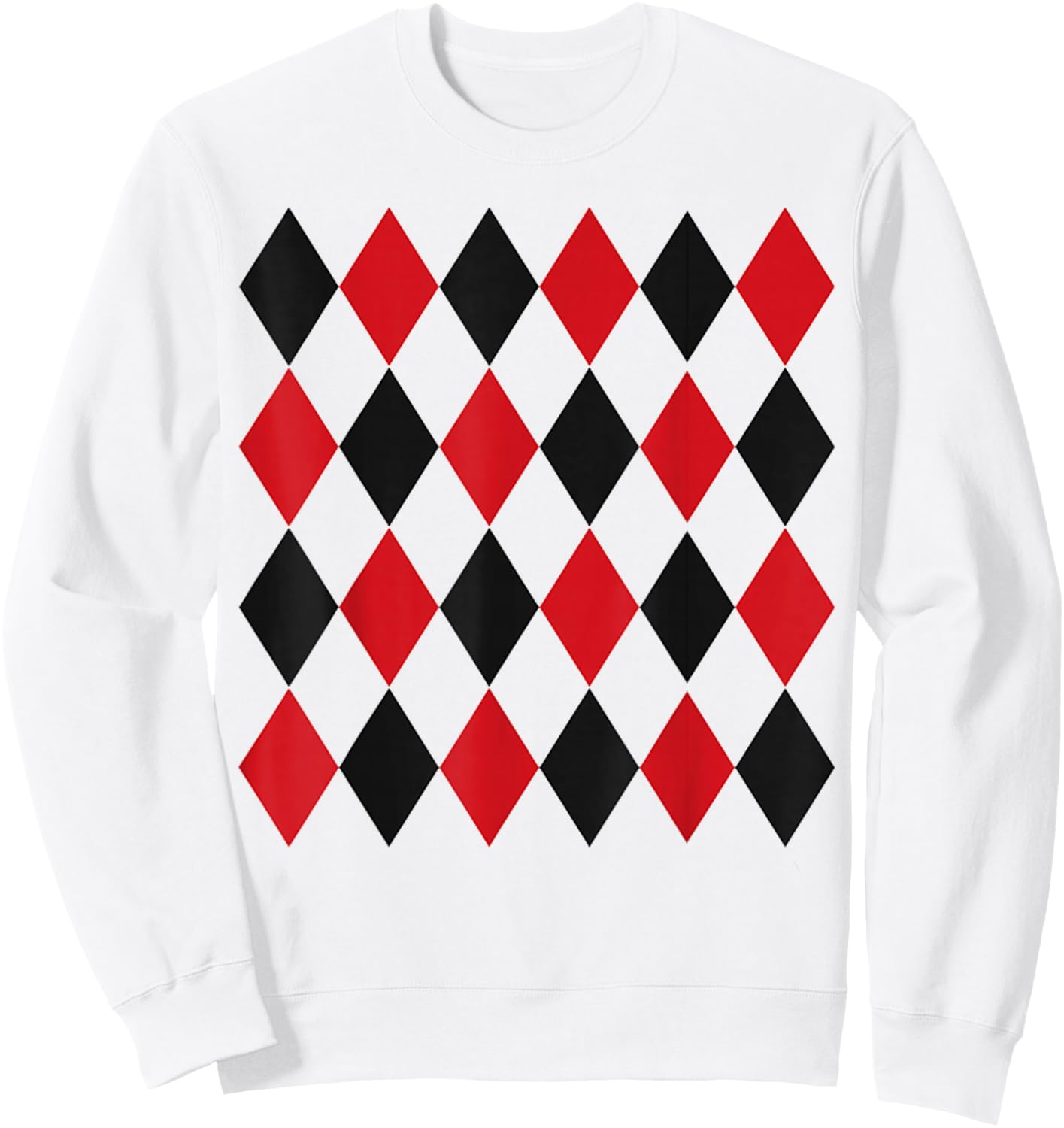 Harlequin Red Black Pattern Sweatshirt - Sweatshirt | White