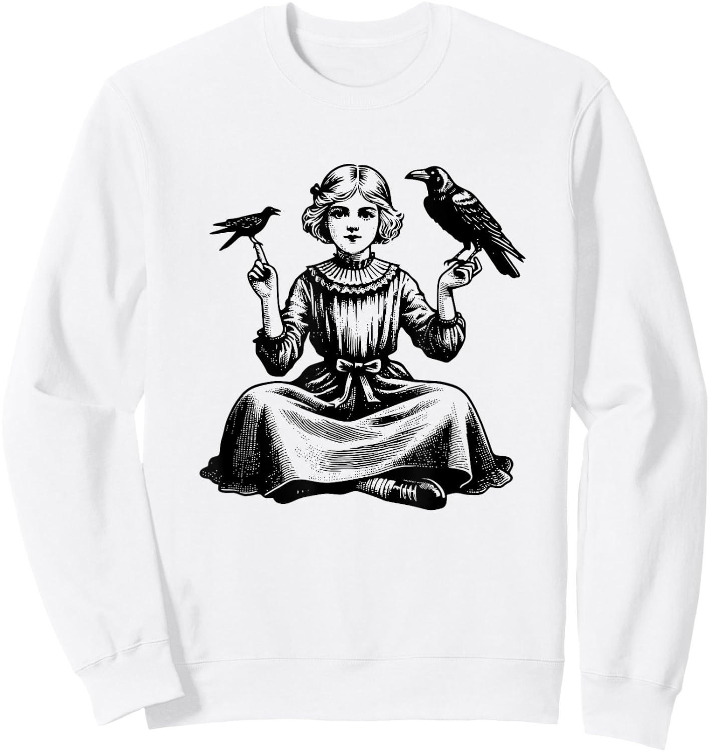 Vintage Crow, Vintage Raven Design for Crow and Raven Lovers Sweatshirt - Sweatshirt | White