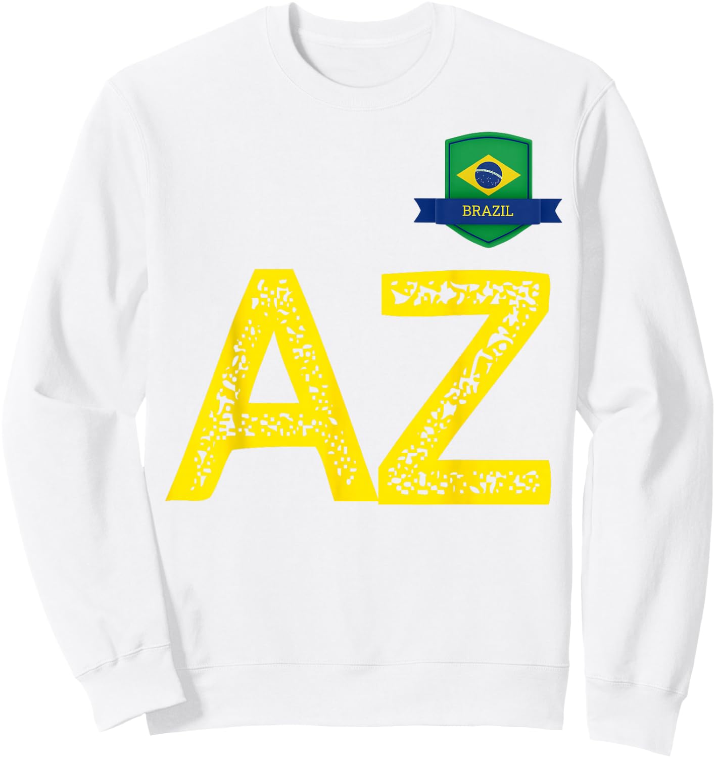 Brazil Human-Flag Letter A and Letter Z Brazil Sweatshirt - Sweatshirt | White