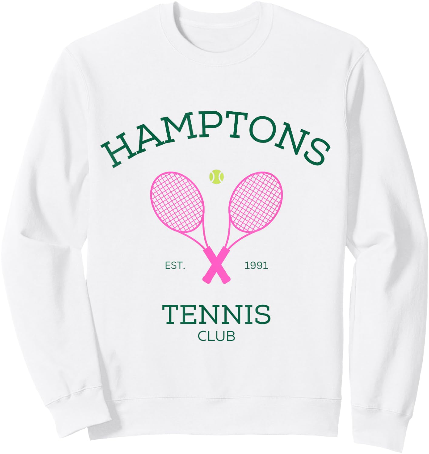 Hamptons New York Preppy Tennis Club Sweatshirt - Sweatshirt | White