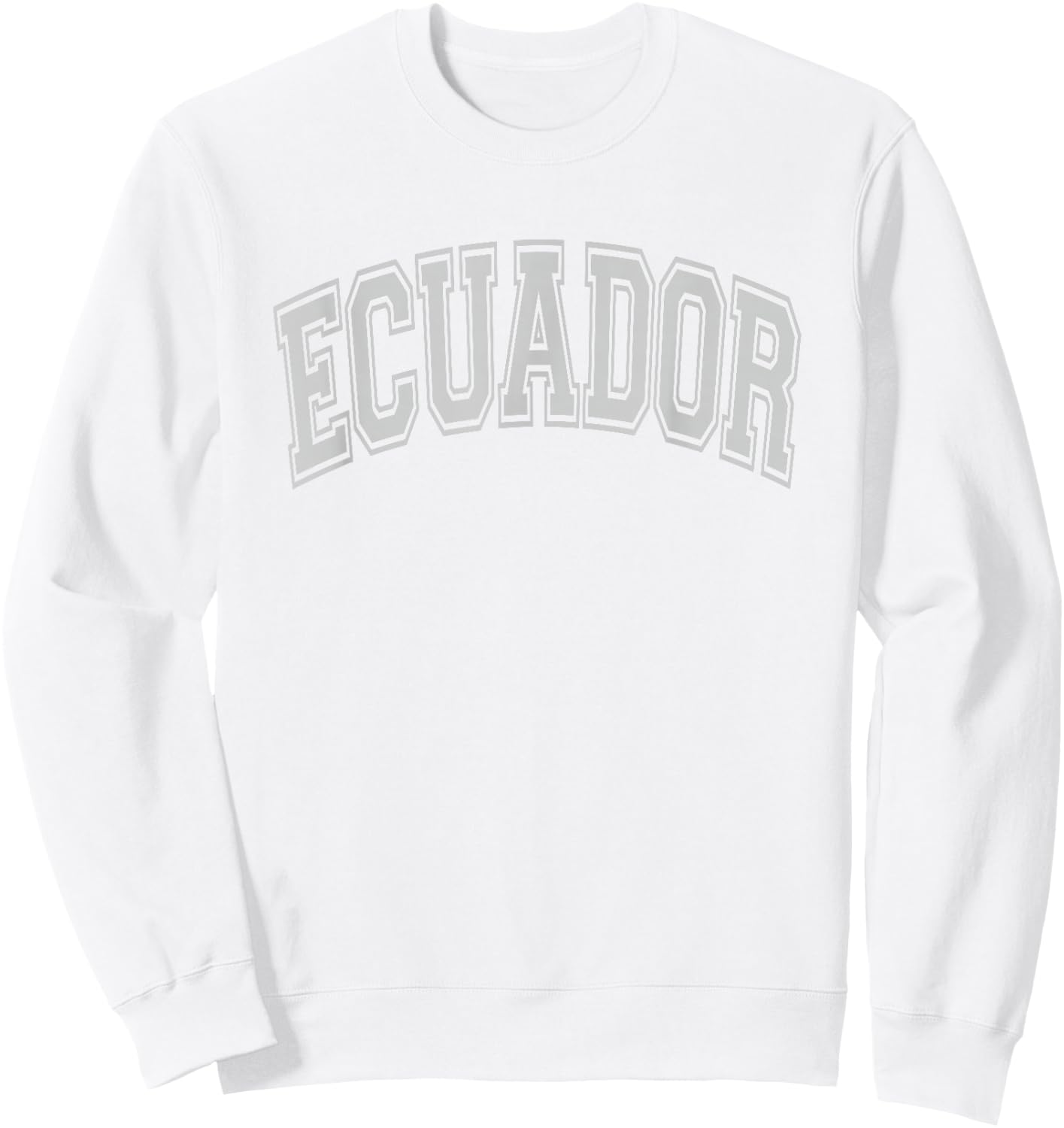 Ecuador Arched Style Text White with Gray Print Sweatshirt - Sweatshirt | White