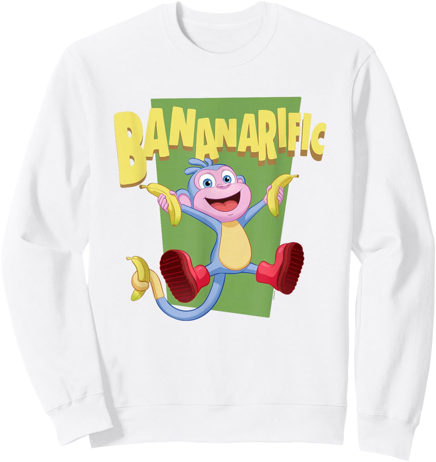 Dora The Explorer Cute Boots Bananarific Big Chest Logo Sweatshirt - Sweatshirt | White