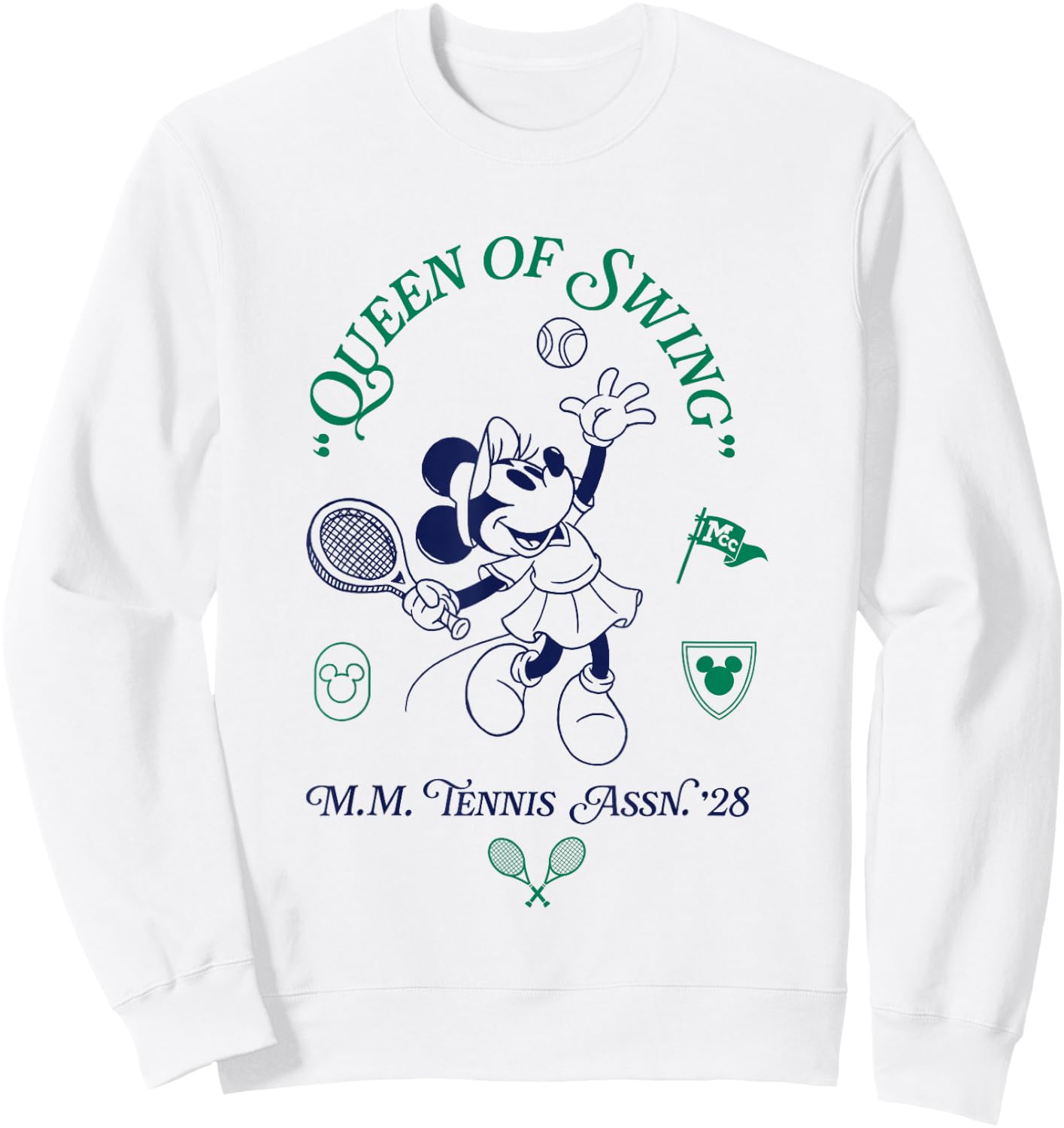 Disney Minnie Mouse Queen Of Swing M.M. Tennis Assn 28 Logo Sweatshirt - Sweatshirt | White