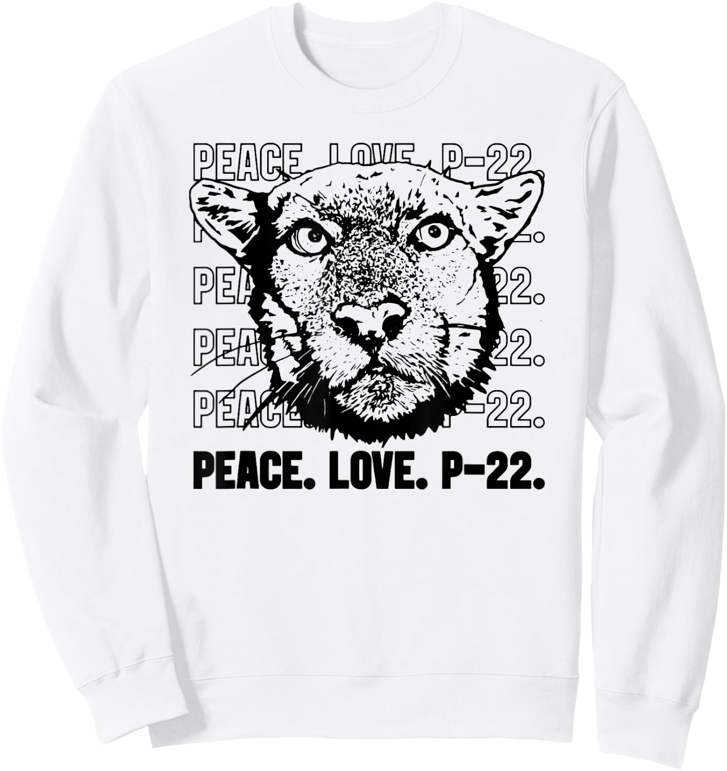 P-22 Mountain Lion Legend LA California Art P22 Peace Love Sweatshirt - Sweatshirt | White