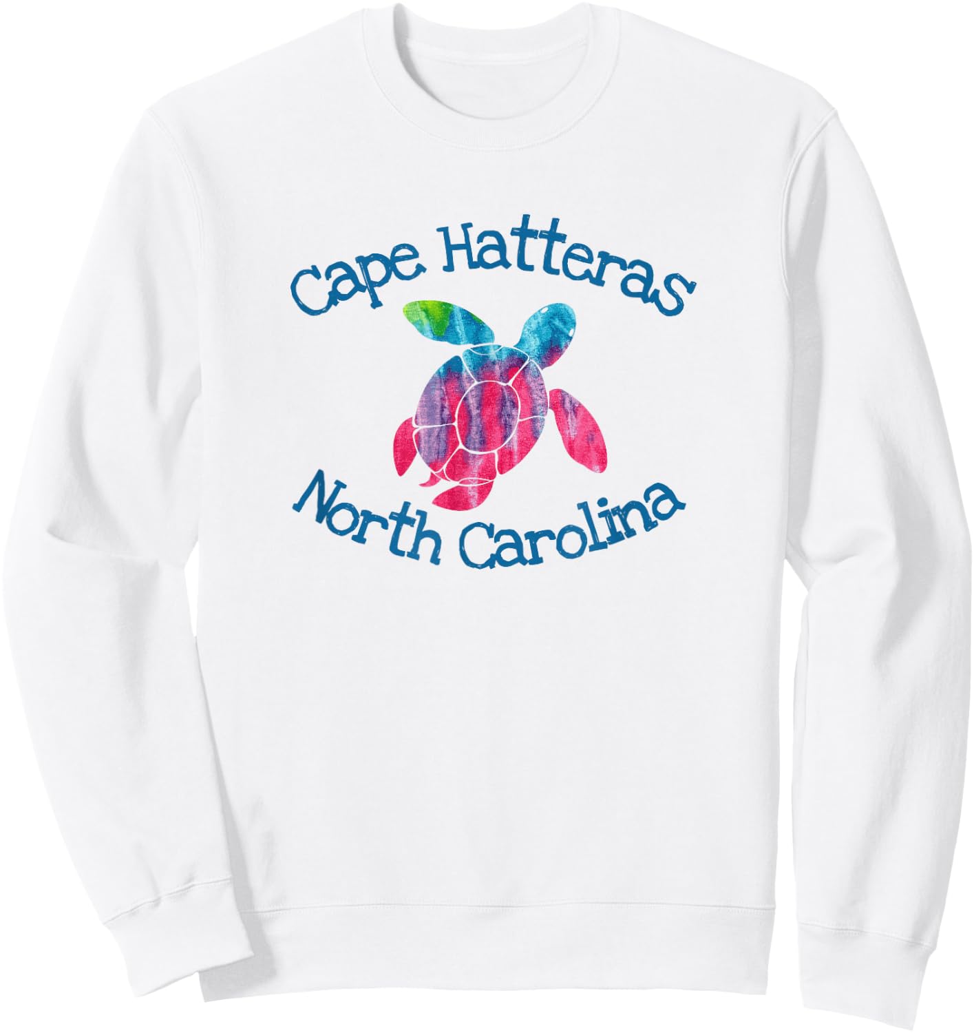 Cape Hatteras Coastal Wildlife Watercolor Loggerhead Turtle Sweatshirt - Sweatshirt | White