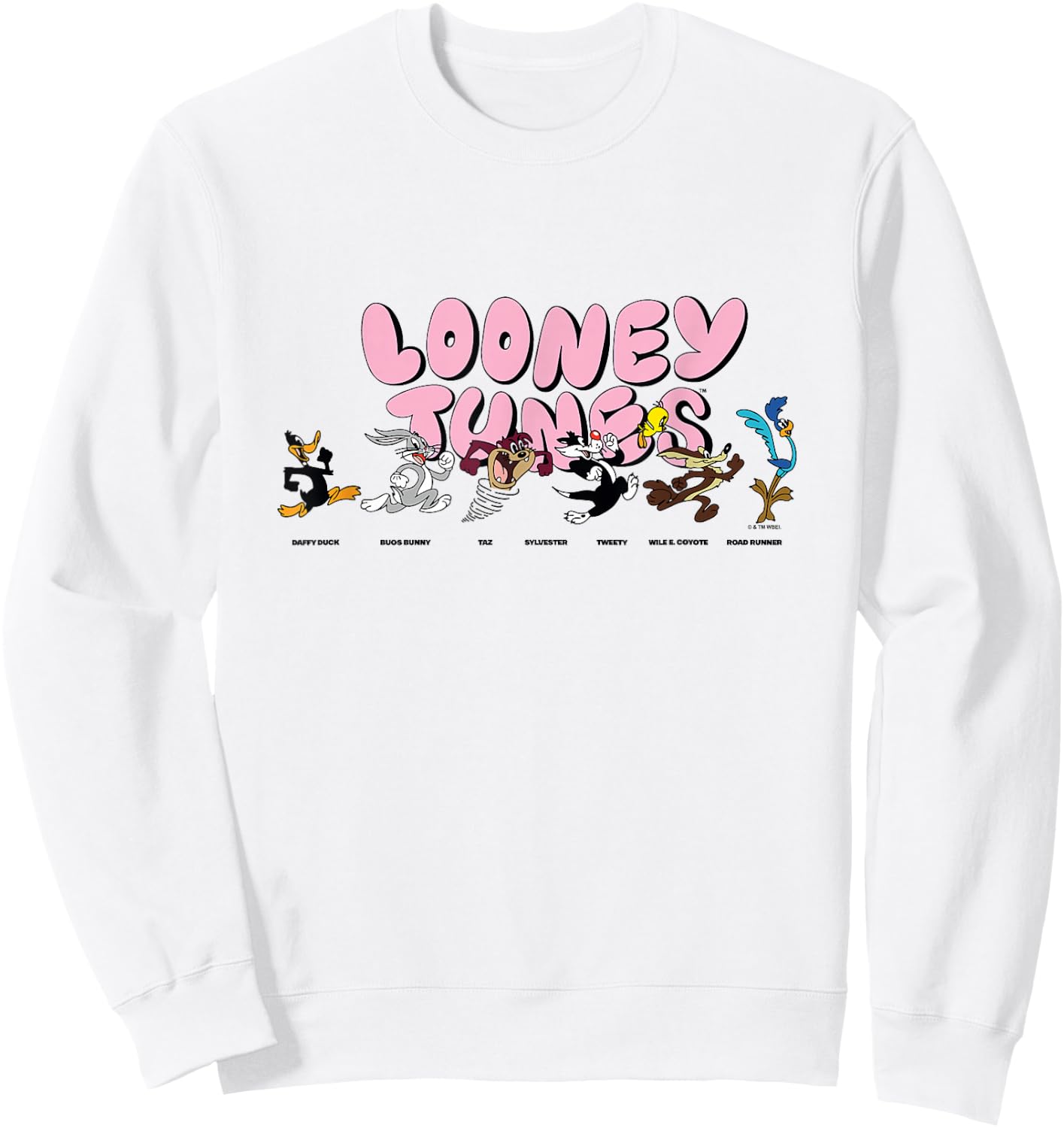 Looney Tunes Classic Characters Chasing Each Other Vintage Sweatshirt - Sweatshirt | White