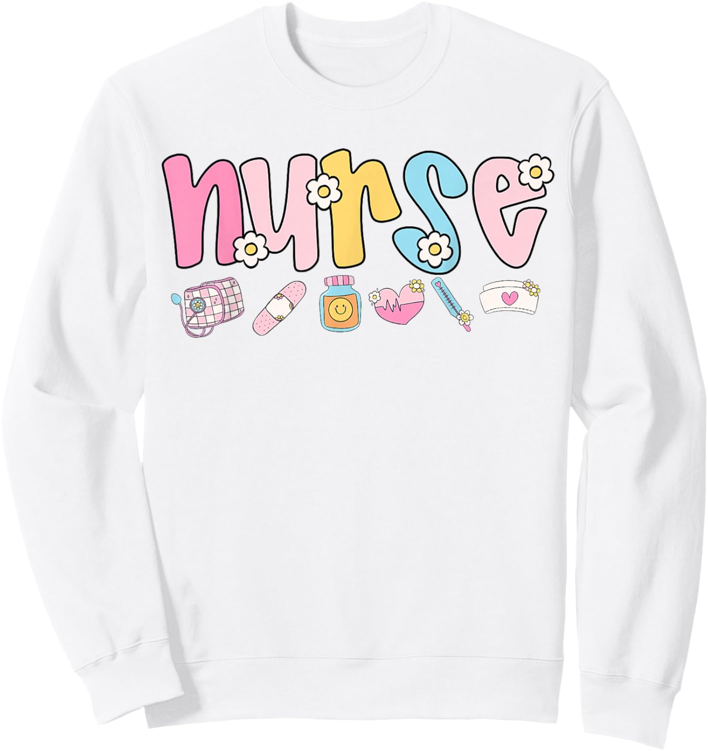 Cute Nurse Retro Nurses RN LPN Women School Life Work Scrub Sweatshirt - Sweatshirt | White