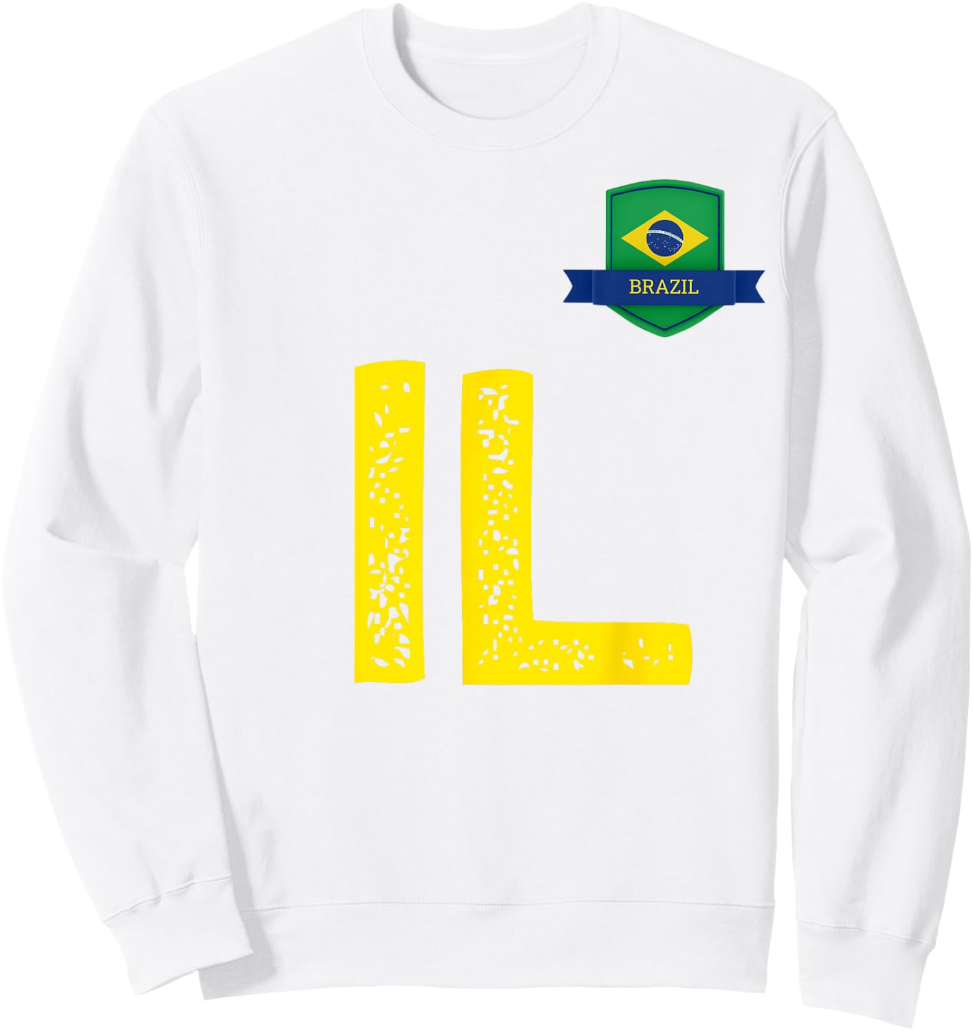 Brazil Human Flag Letter I and Letter L Brazil Sweatshirt - Sweatshirt | White