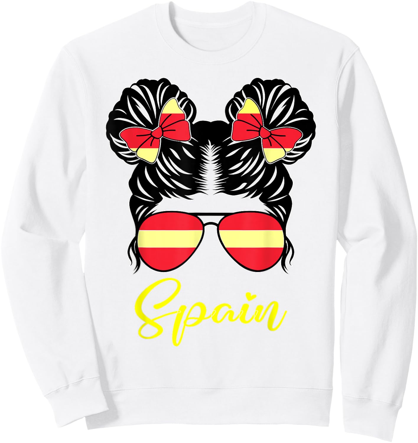 Spain Flag Heart Heartbeat for Spain Men Women Kids Girl Sweatshirt - Sweatshirt | White