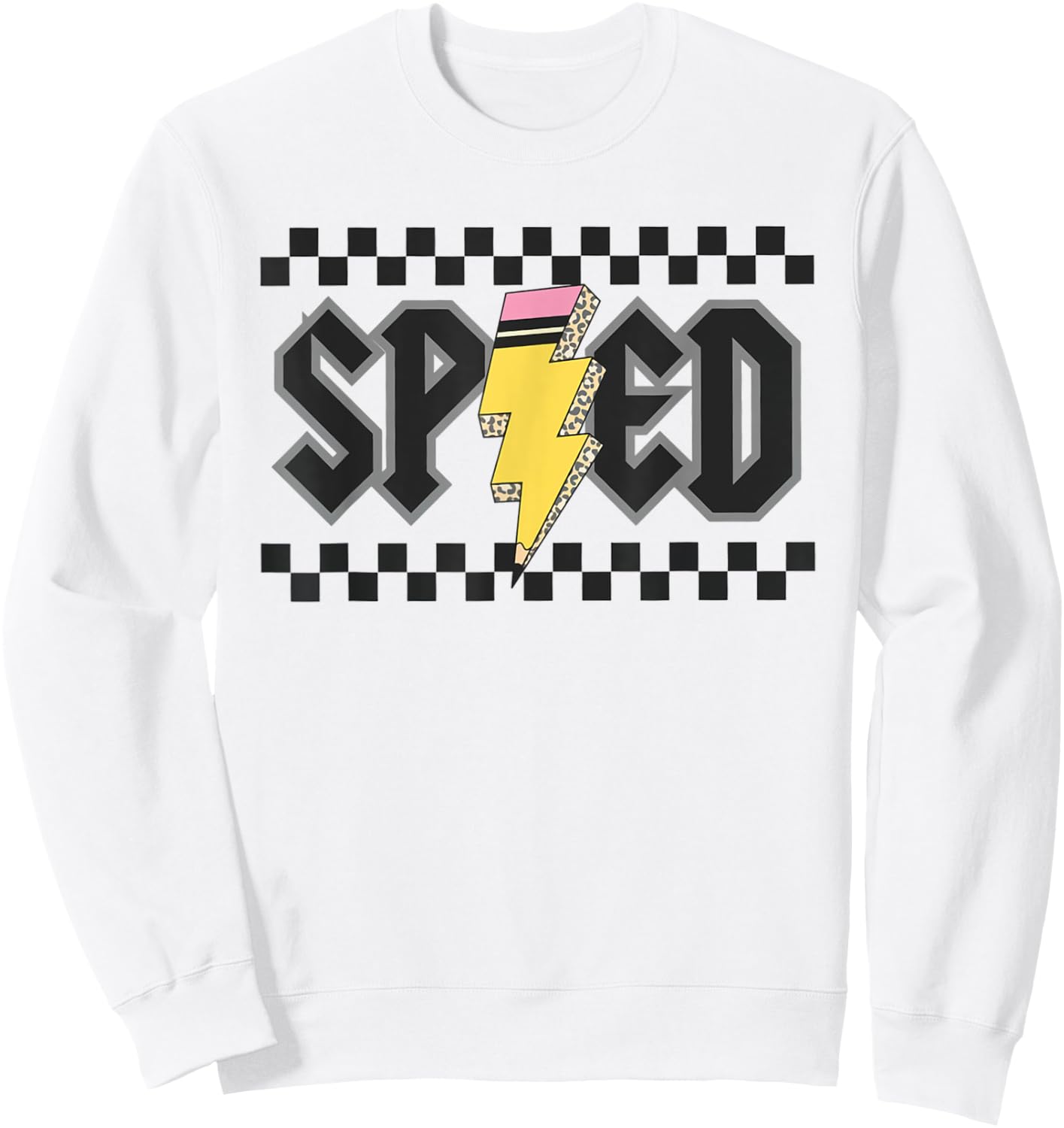 Retro SPED Teacher Pencil Lightning Bolt Back To School Sweatshirt - Sweatshirt | White