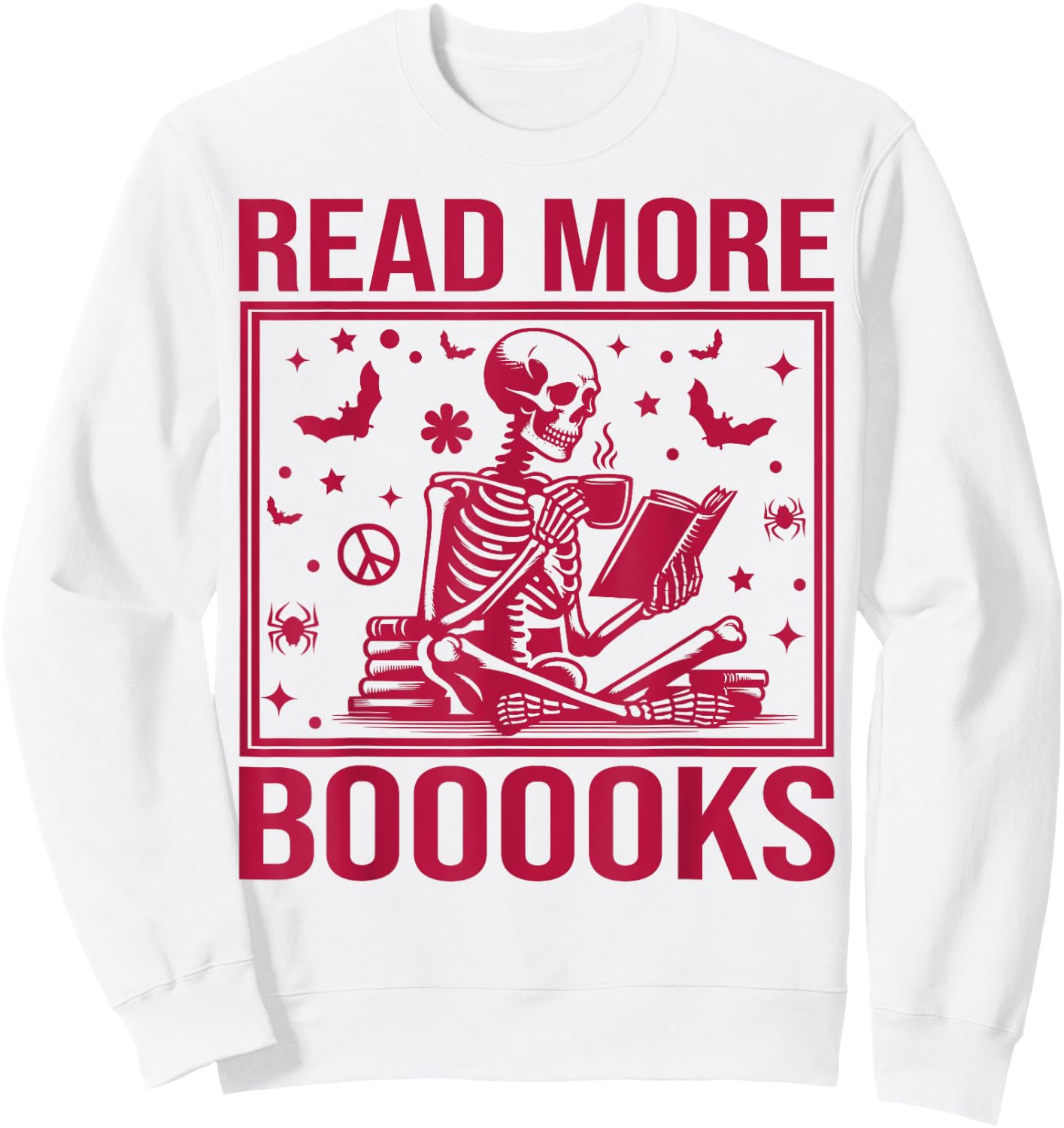 Cute Booooks Ghost Read More Books Funny Teacher Halloween Sweatshirt - Sweatshirt | White