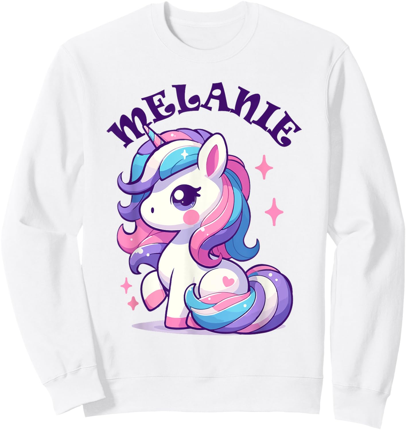 Melanie Cute Unicorn Design for Girls Name Melanie Sweatshirt - Sweatshirt | White