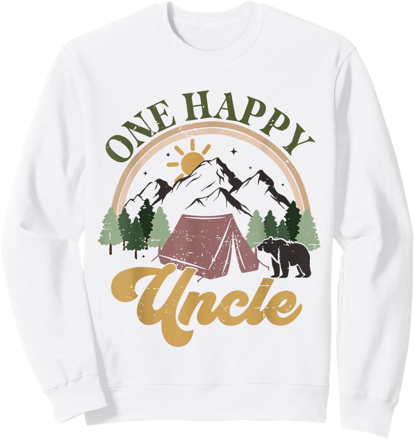 Cute One Happy Camper Birthday Decorations One Happy Uncle Sweatshirt - Sweatshirt | White