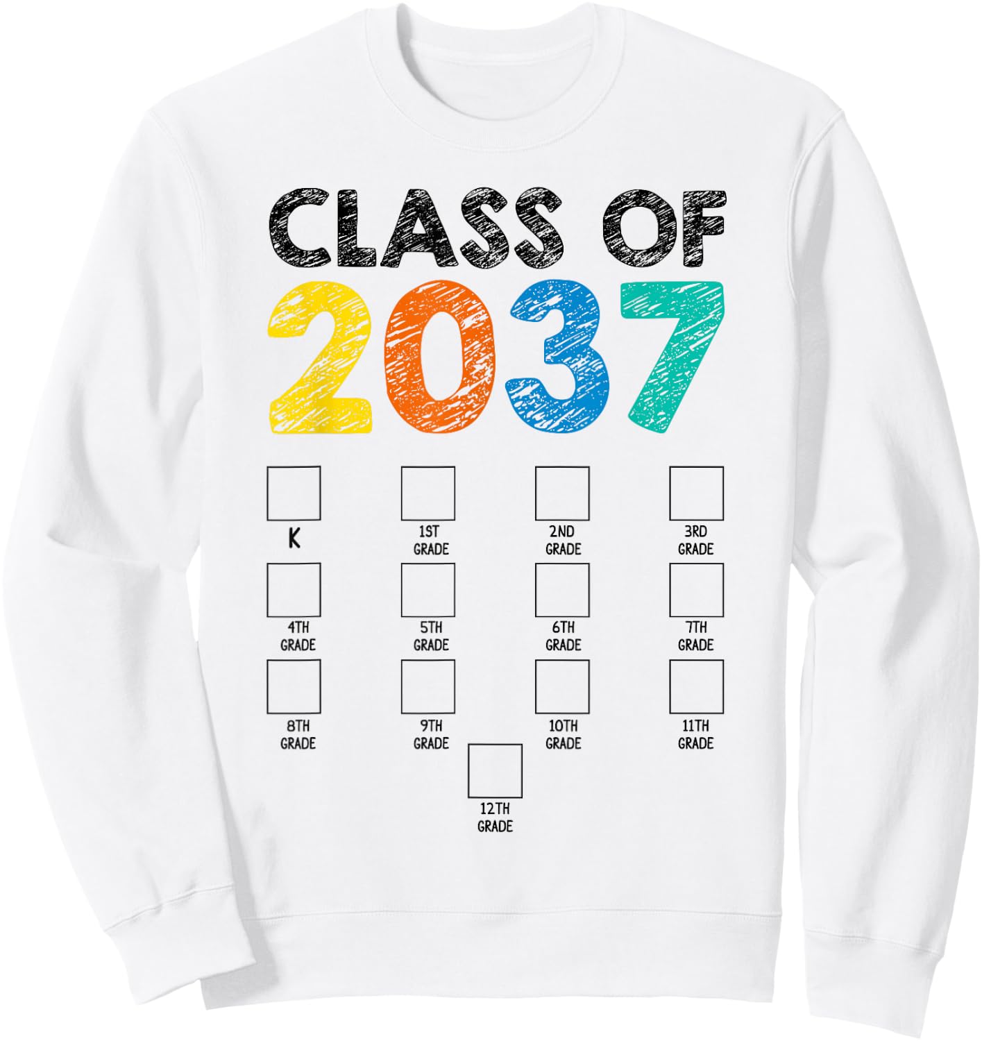 Class of 2037 Grow With Me First Day School Back to School Sweatshirt - Sweatshirt | White