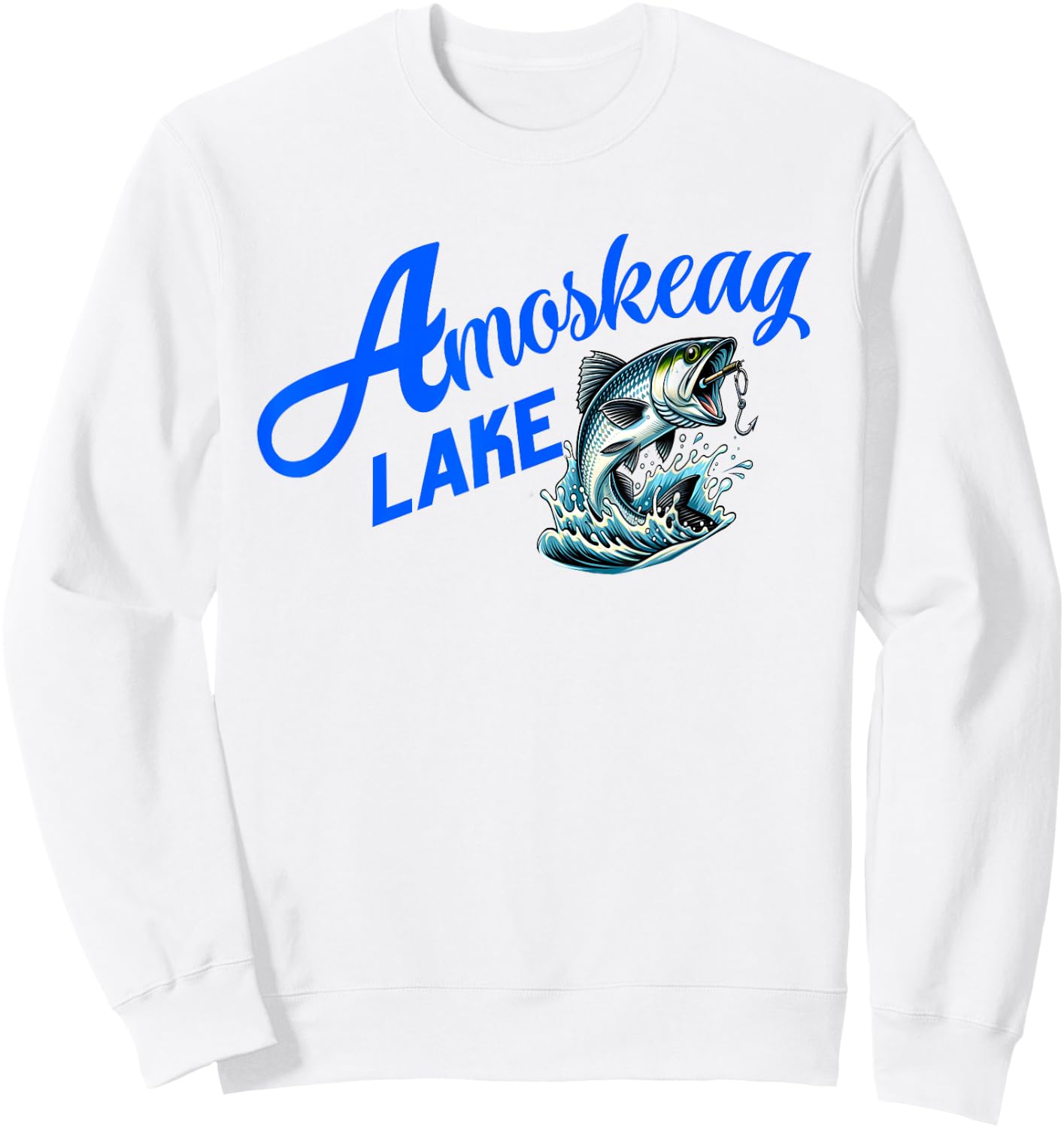 Amoskeag Lake Funny Fishing Sweatshirt - Sweatshirt | White