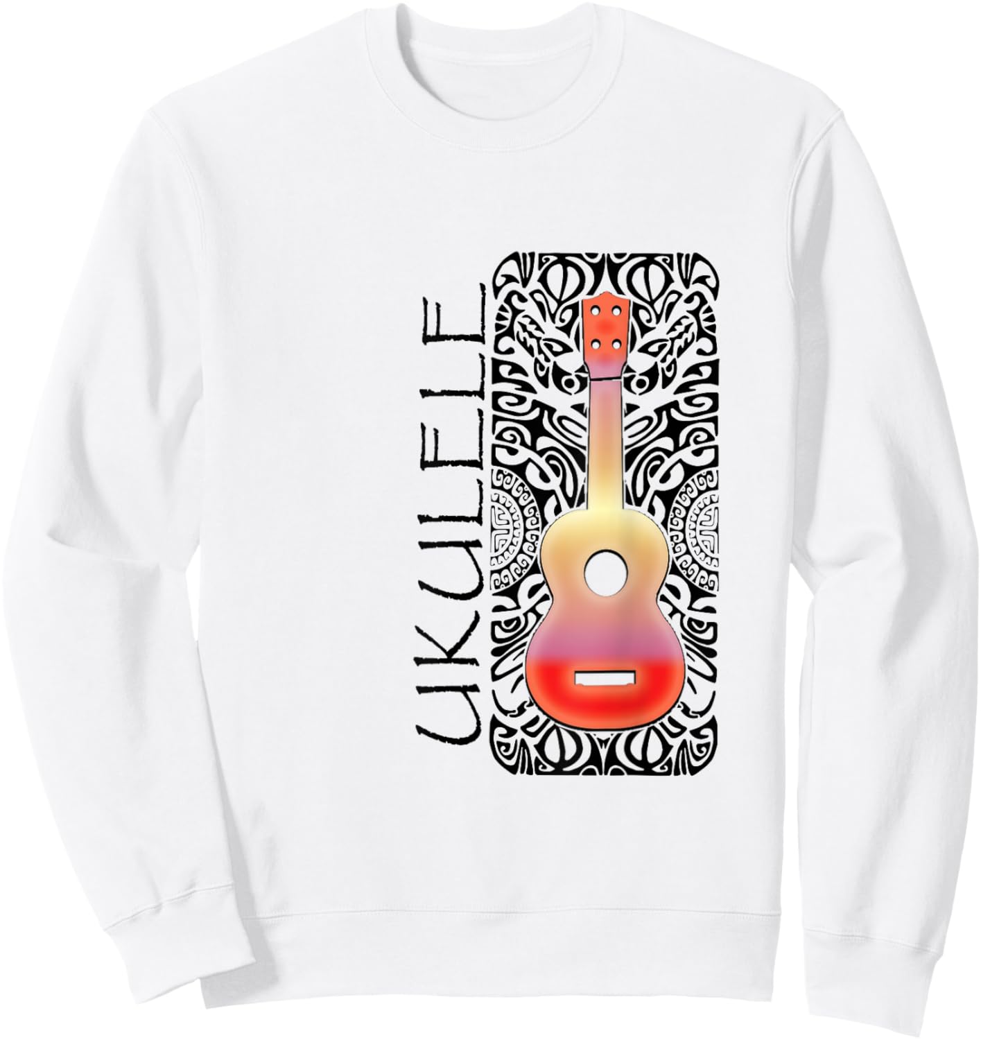 UKULELE Tattoo Tribal pattern - Hawaiian Music Sweatshirt - Sweatshirt | White