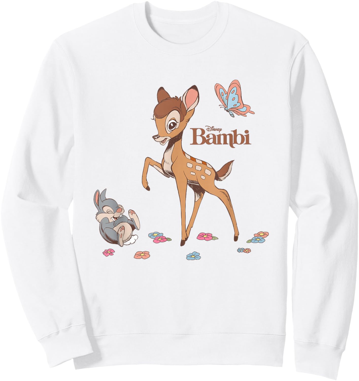 Disney Bambi and Thumper Floral Title Poster Sweatshirt - Sweatshirt | White